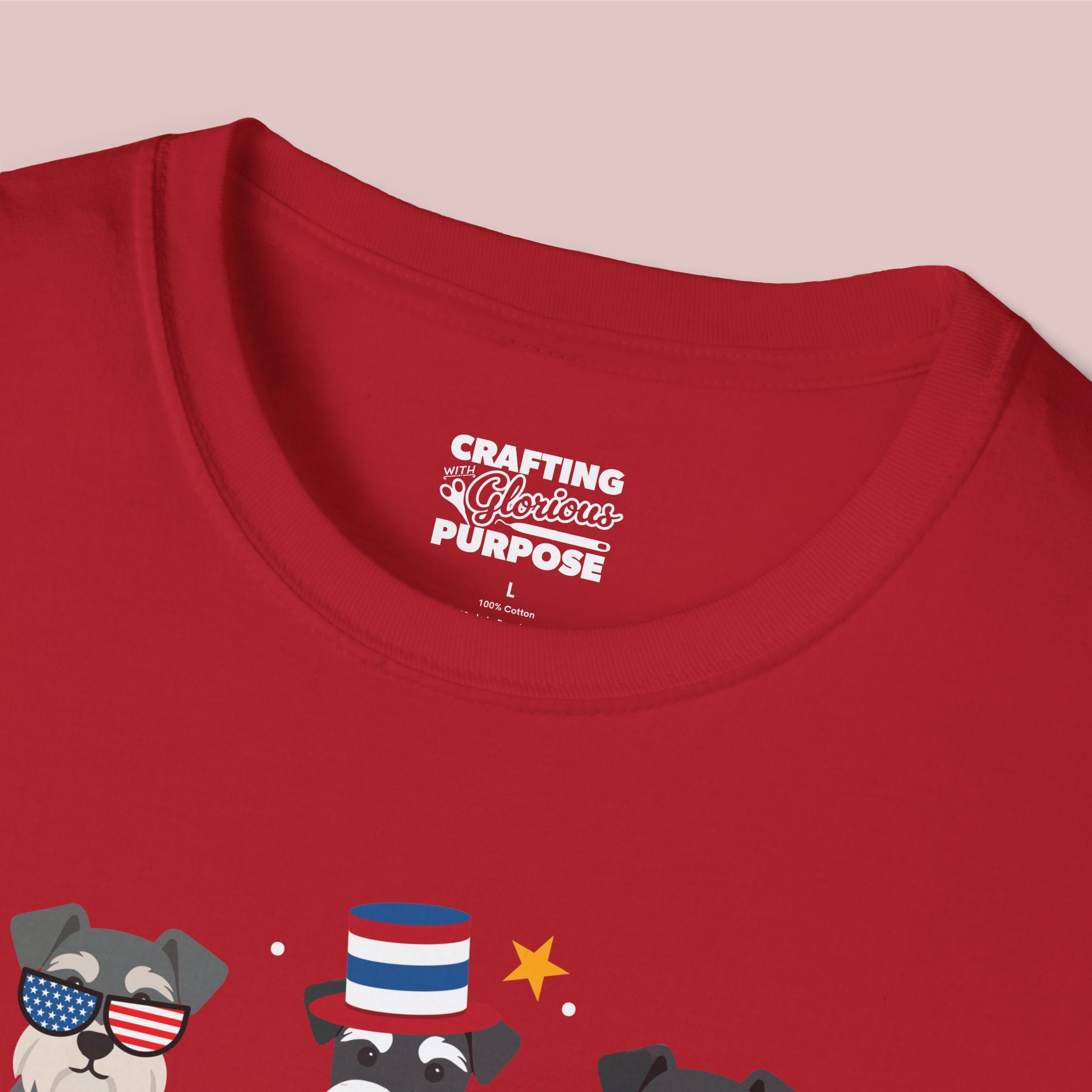 Schnauzer Patriotic Dog Trio T-Shirt — 'Red, White & Woof' Cute America Graphic Tee
