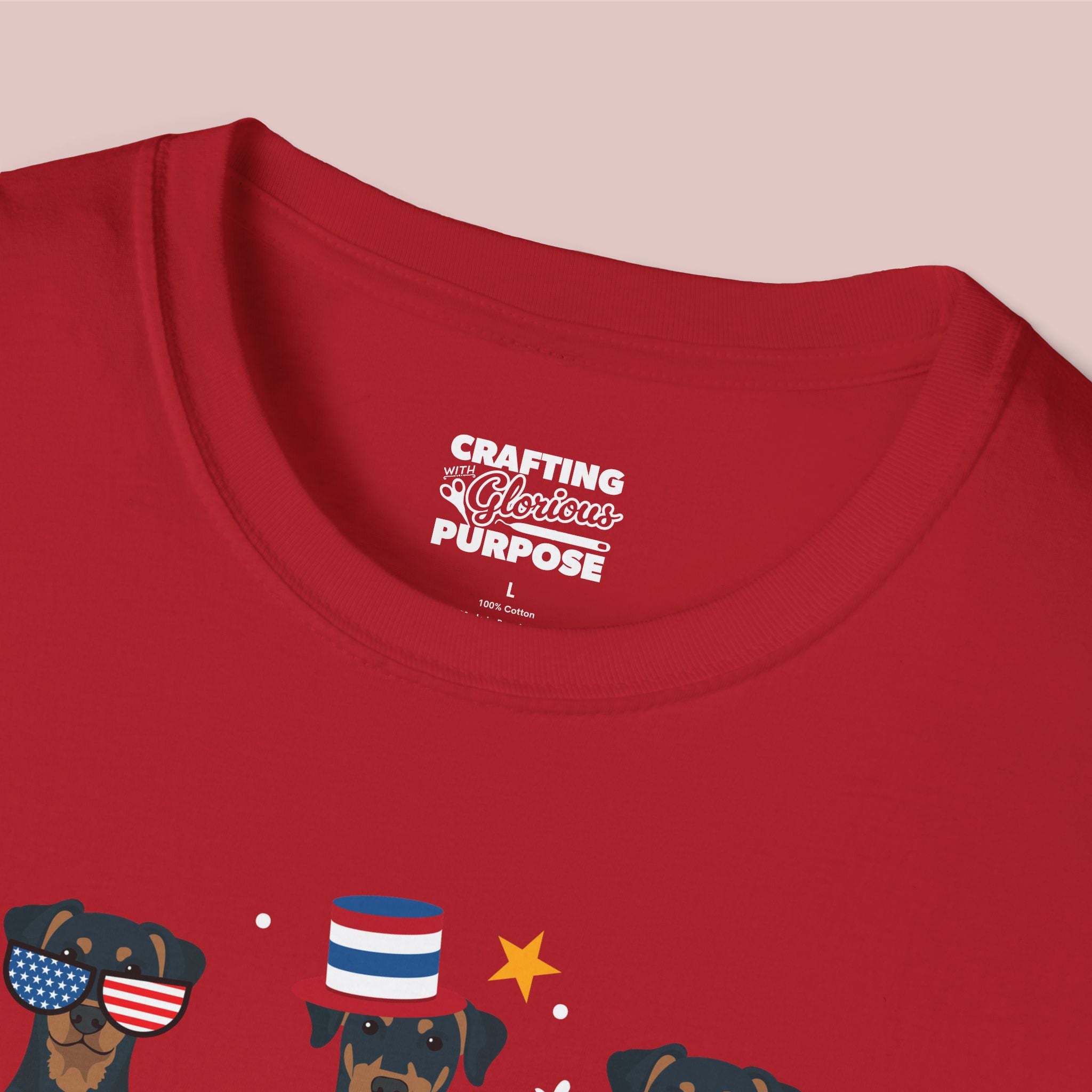 Beauceron Patriotic Dog Trio T-Shirt — 'Red, White & Woof' Cute America Graphic Tee
