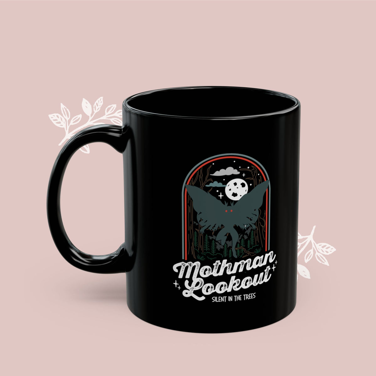 Mothman Coffee Mug — "Mothman Lookout" Retro Design