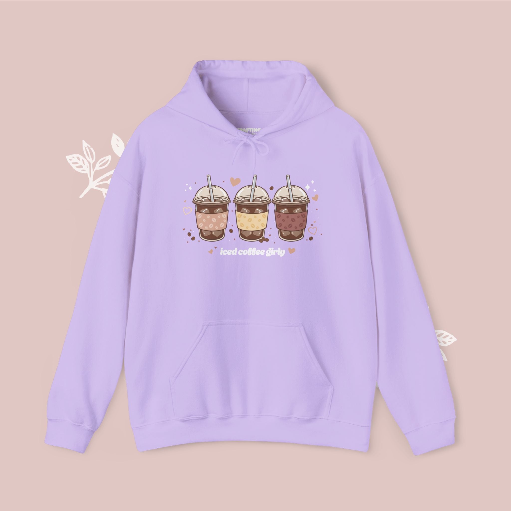 Iced Coffee Girly Unisex Heavy Blend Sweatshirt - Cute Coffee Gift for Her - Comfort Colors Style Pullover