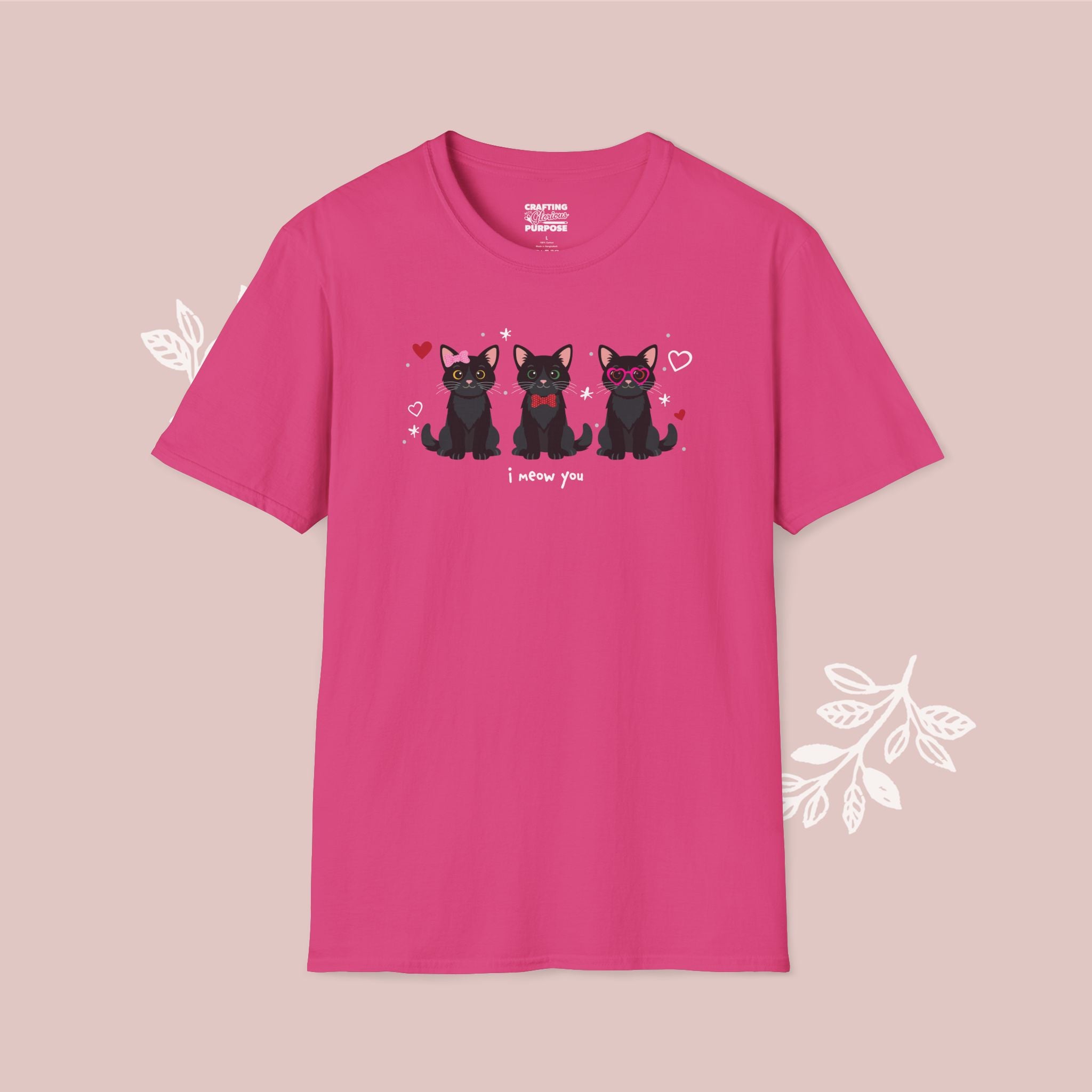 I Meow You Cute Black Short Haired Trio Cat Tee — Valentine's T-Shirt