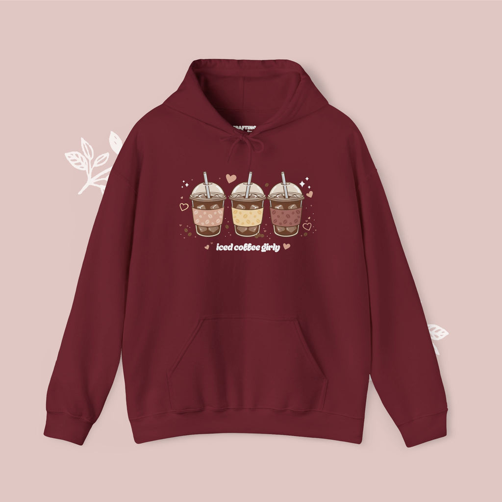 Iced Coffee Girly Unisex Heavy Blend Sweatshirt - Cute Coffee Gift for Her - Comfort Colors Style Pullover