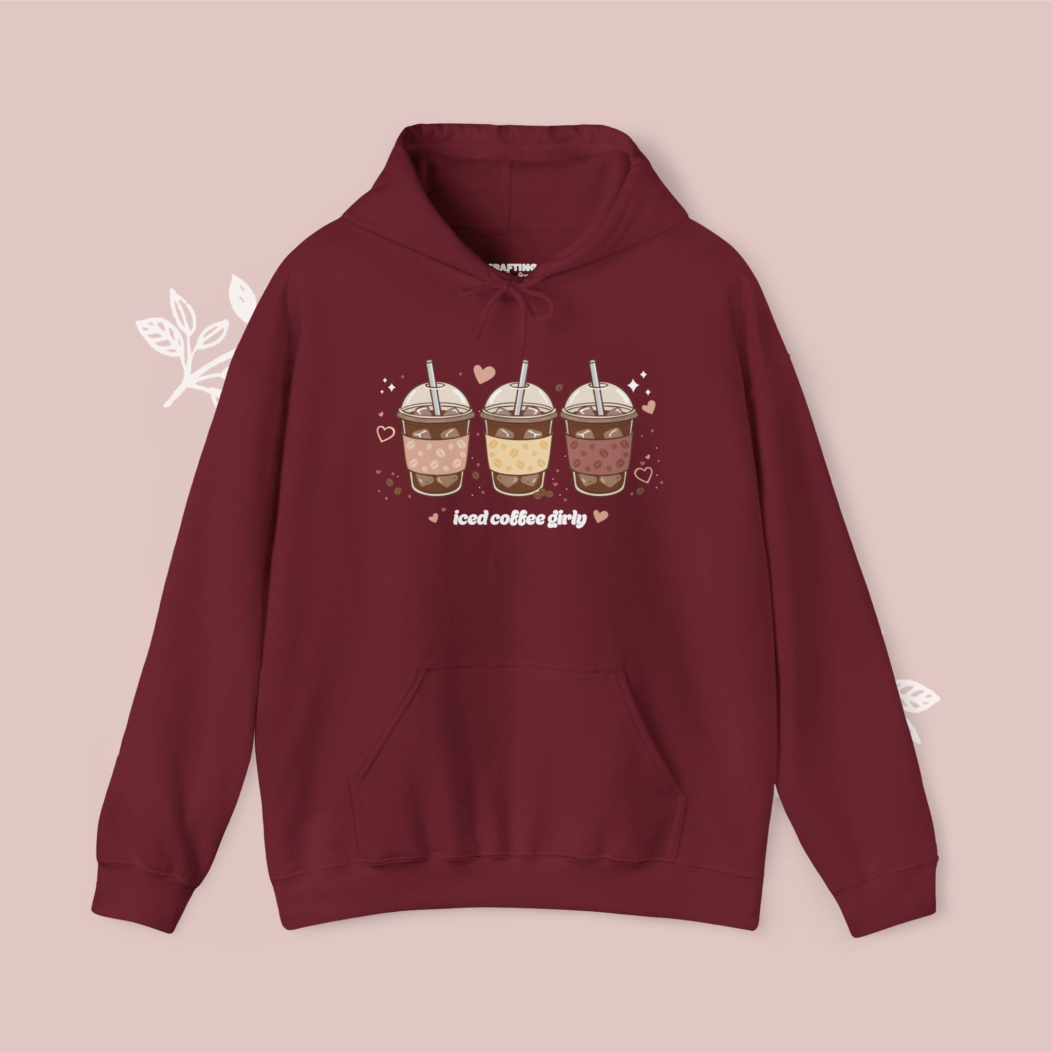 Iced Coffee Girly Unisex Heavy Blend Sweatshirt - Cute Coffee Gift for Her - Comfort Colors Style Pullover