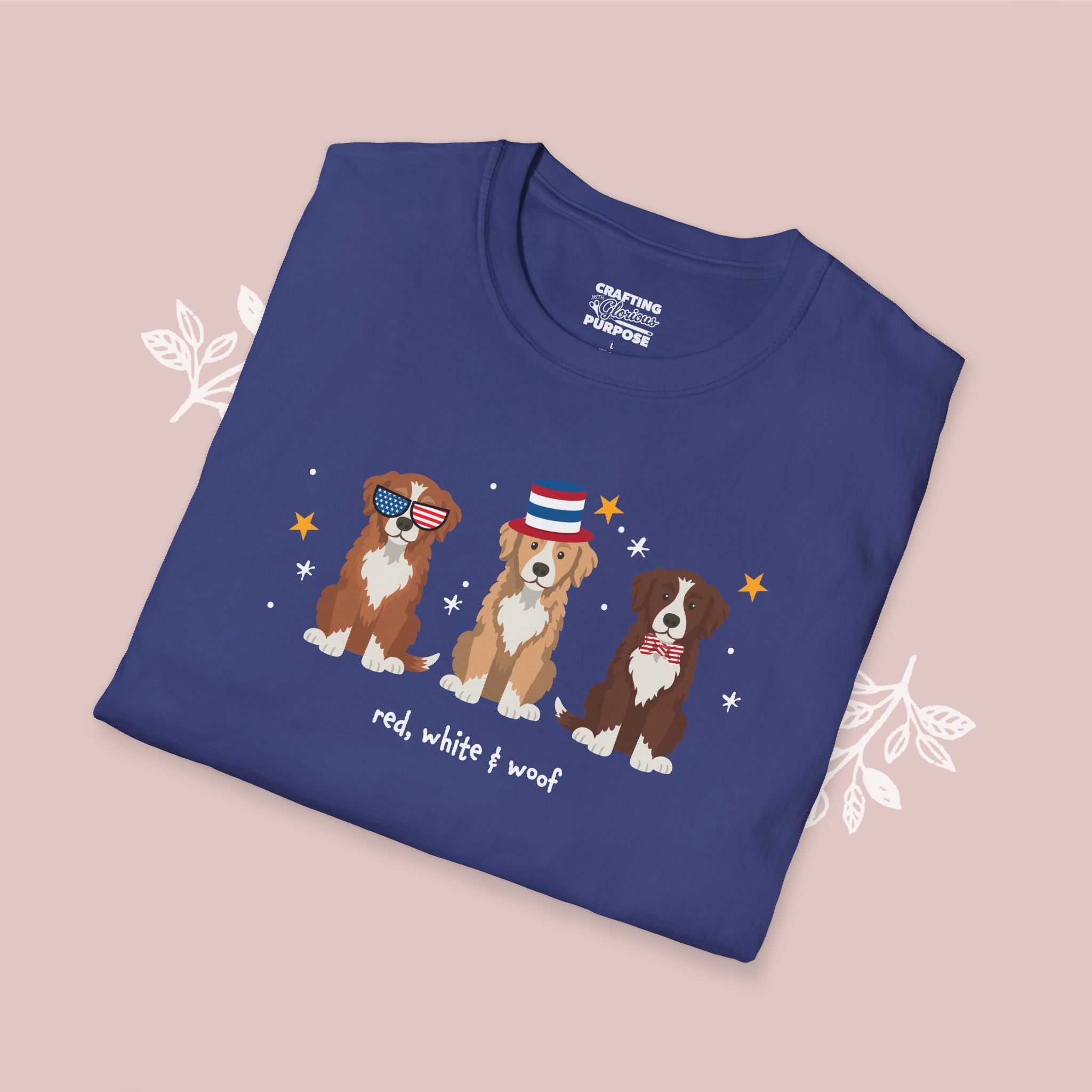 Nova Scotia Duck Tolling Retriever Patriotic Dog Trio T-Shirt — 'Red, White & Woof' Cute America Graphic Tee