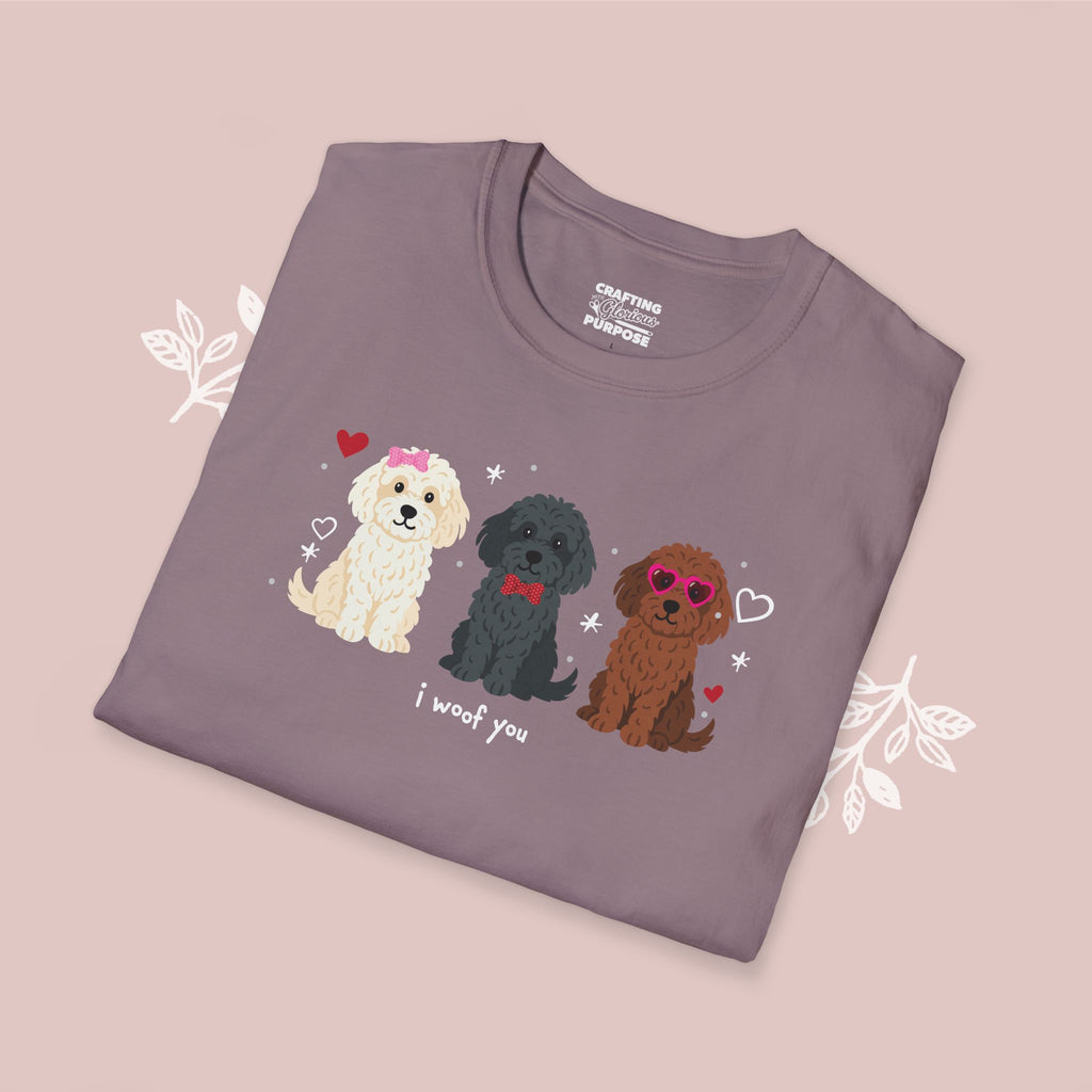 I Woof You Cute Cockapoo Trio Dog Tee — Valentine's T-Shirt
