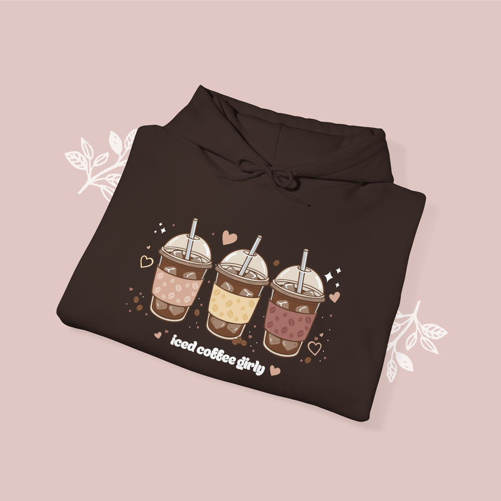 Iced Coffee Girly Unisex Heavy Blend Sweatshirt - Cute Coffee Gift for Her - Comfort Colors Style Pullover