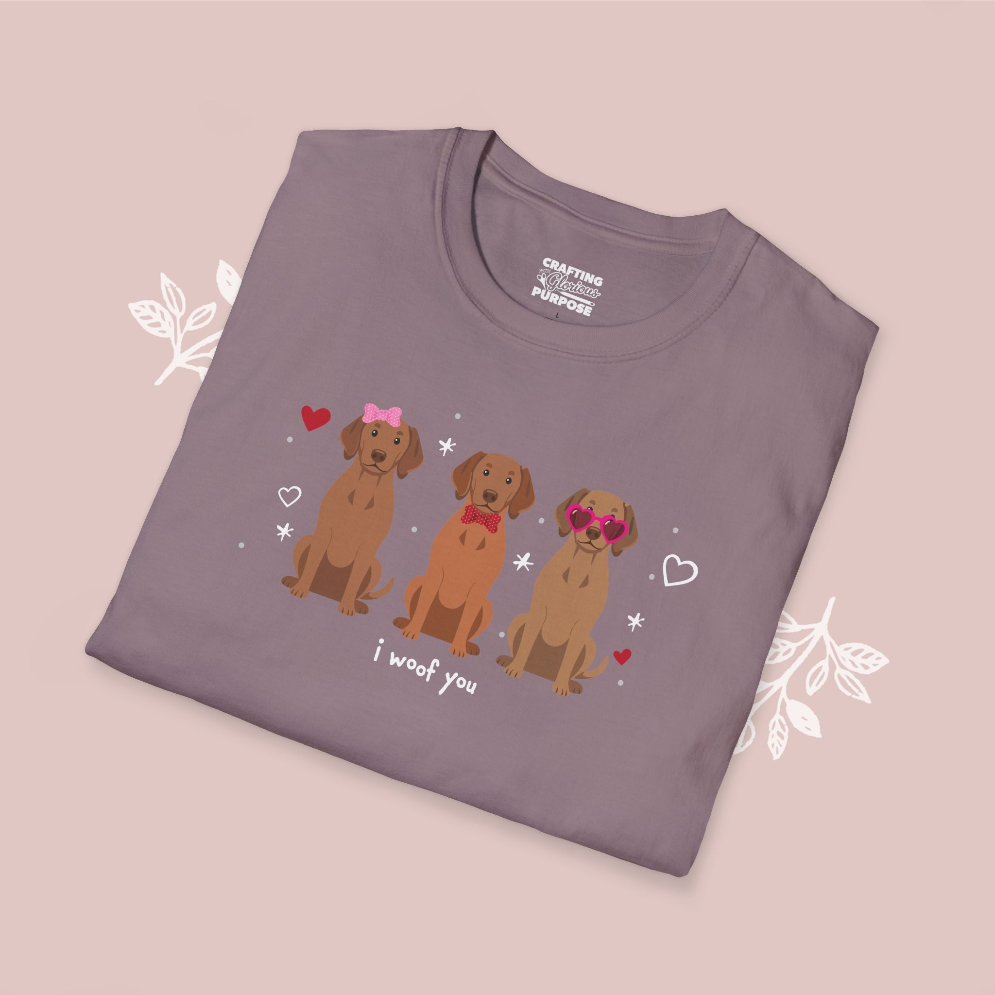 I Woof You Cute Vizsla Trio Dog Tee — Valentine's T-Shirt
