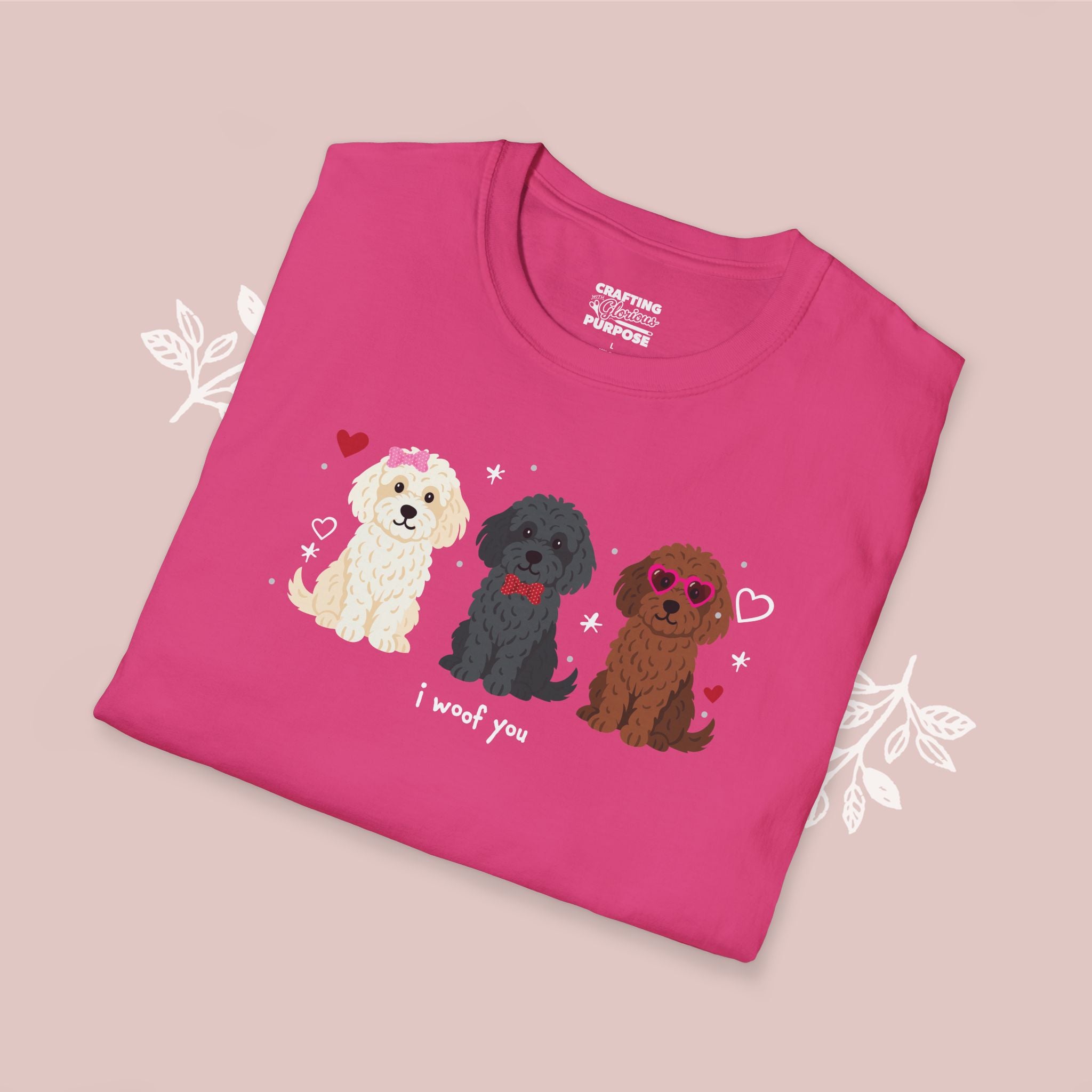I Woof You Cute Cockapoo Trio Dog Tee — Valentine's T-Shirt