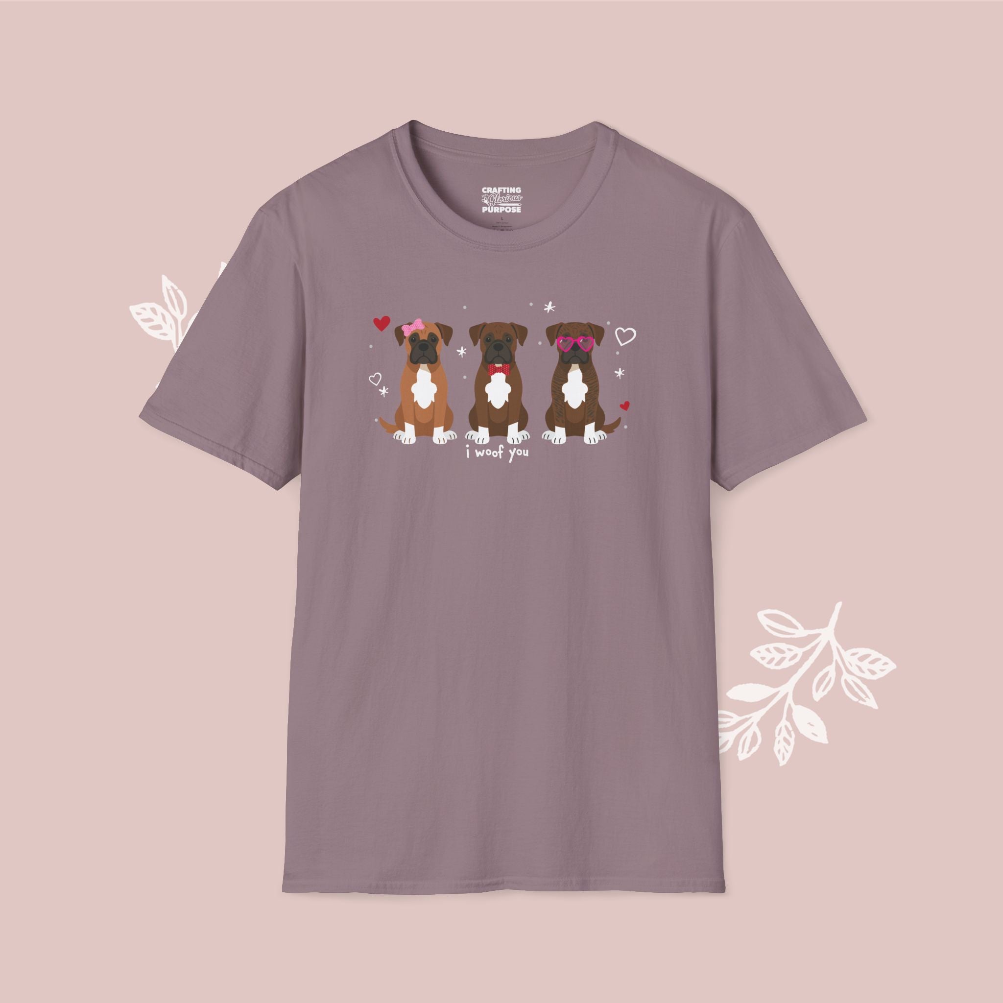 I Woof You Cute Boxer Trio Dog Tee — Valentine's T-Shirt