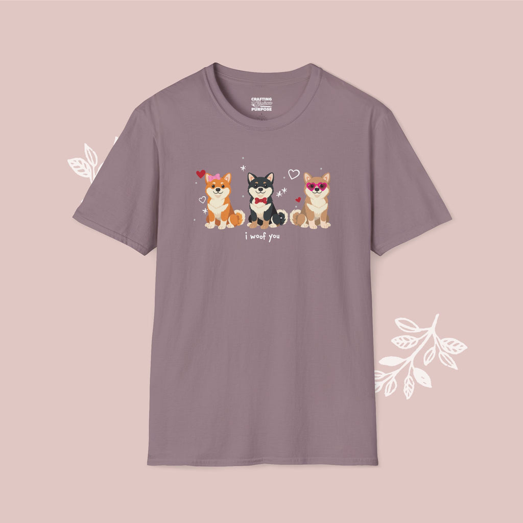 I Woof You Cute Shiba Inu Trio Dog Tee — Valentine's T-Shirt
