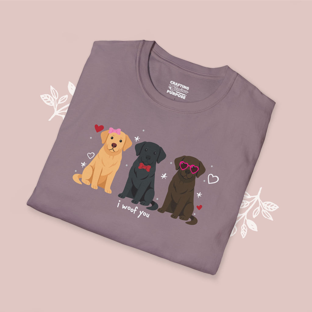 I Woof You Cute Labrador Retriever Trio Dog Tee — Valentine's T-Shirt
