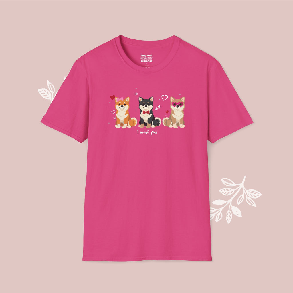I Woof You Cute Shiba Inu Trio Dog Tee — Valentine's T-Shirt