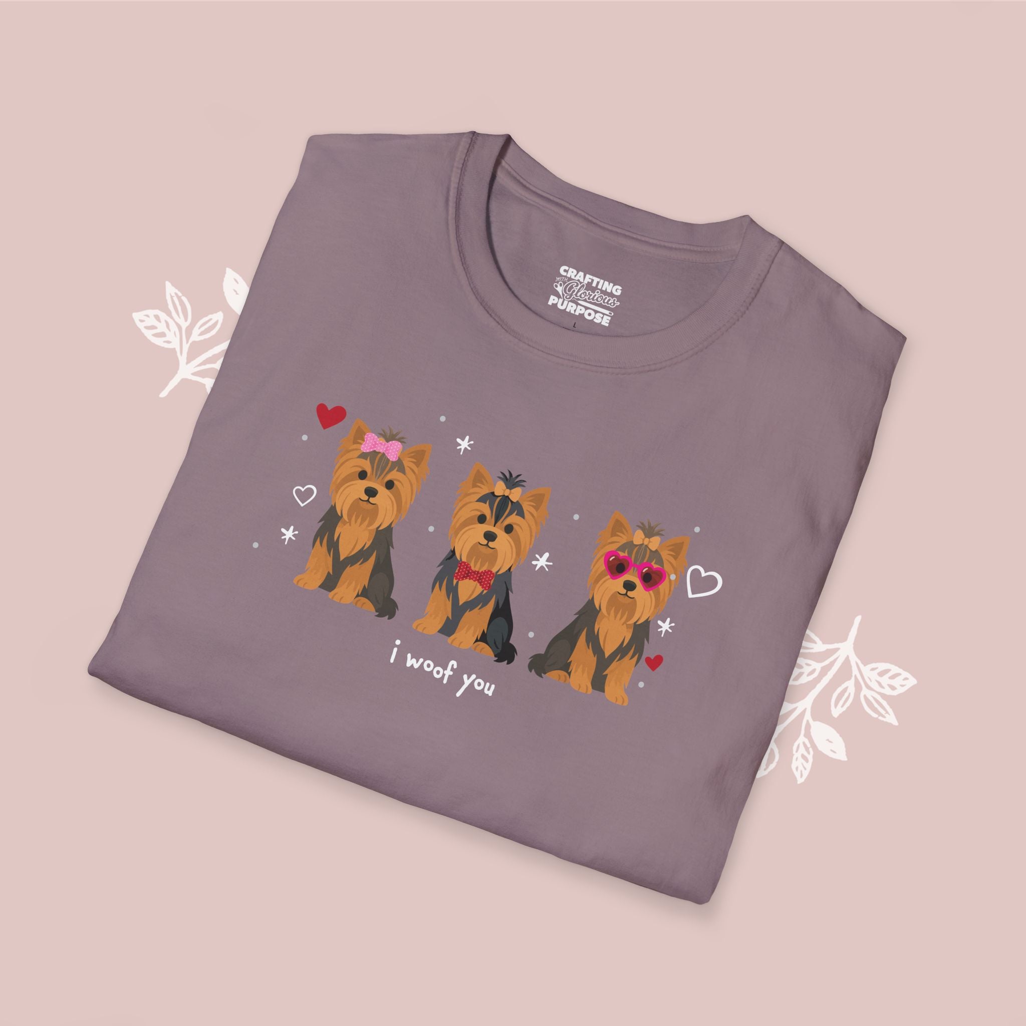 I Woof You Cute Yorkshire Terrier Trio Dog Tee — Valentine's T-Shirt