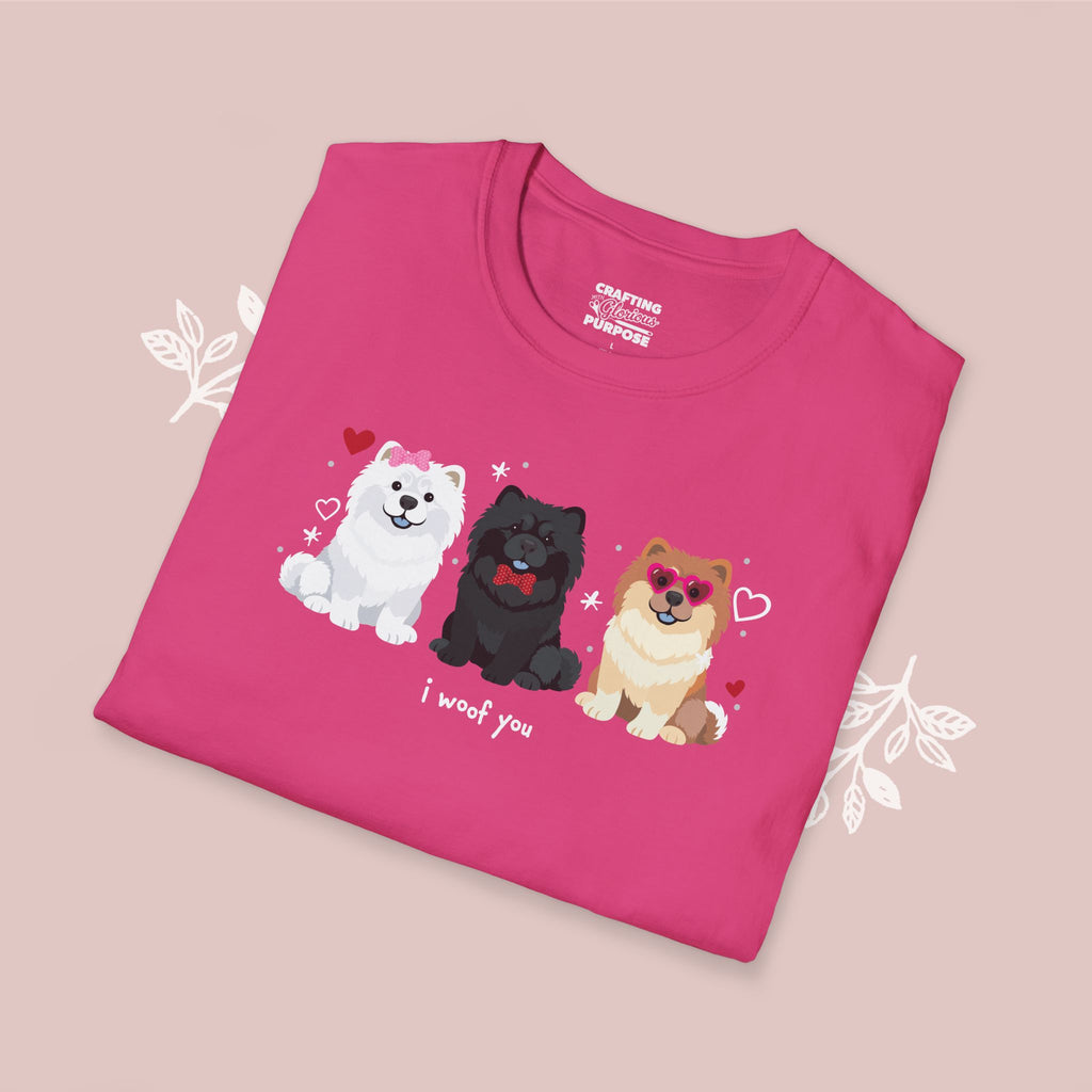 I Woof You Cute Chow Chow Trio Dog Tee — Valentine's T-Shirt