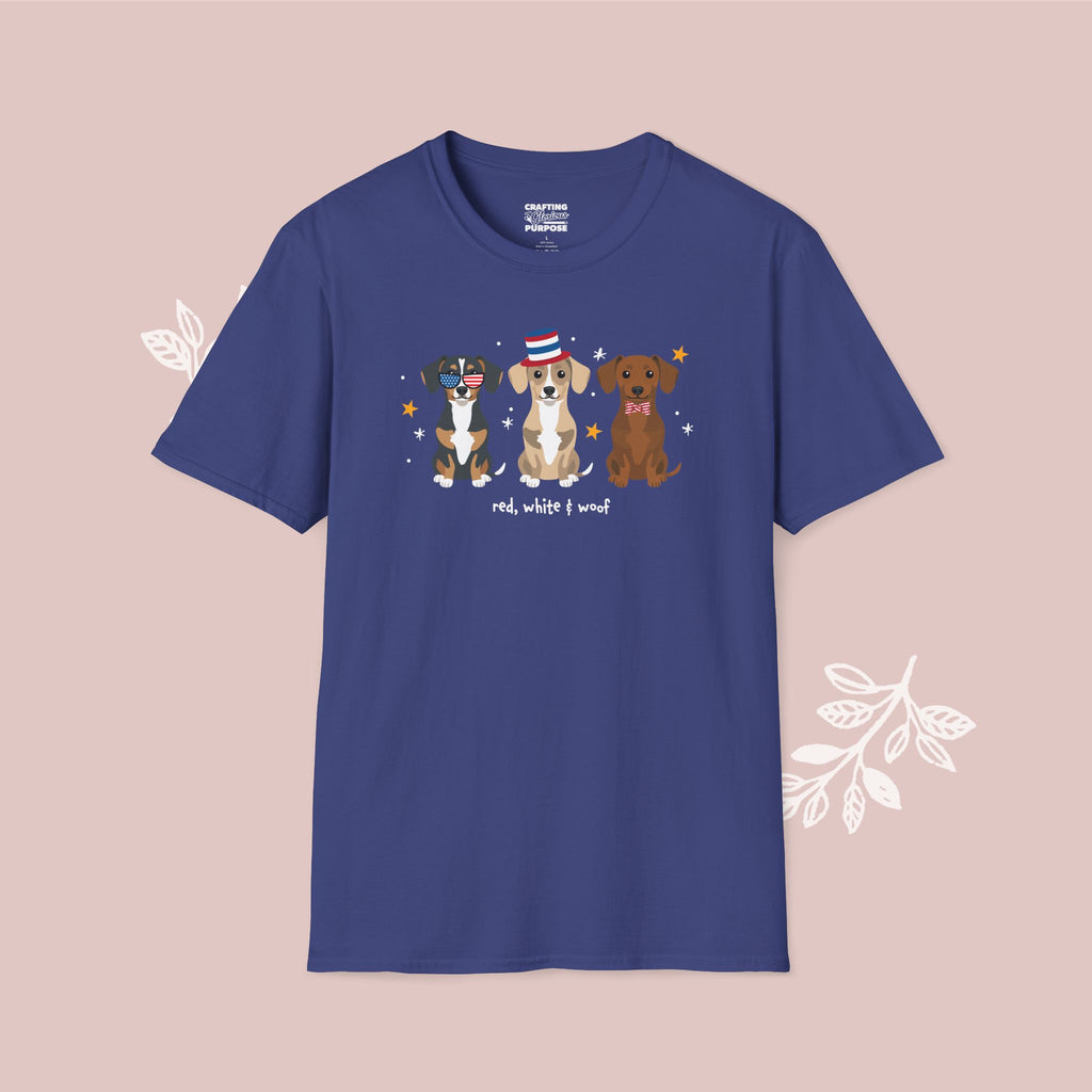 Chiweenie Patriotic Dog Trio T-Shirt — 'Red, White & Woof' Cute America Graphic Tee