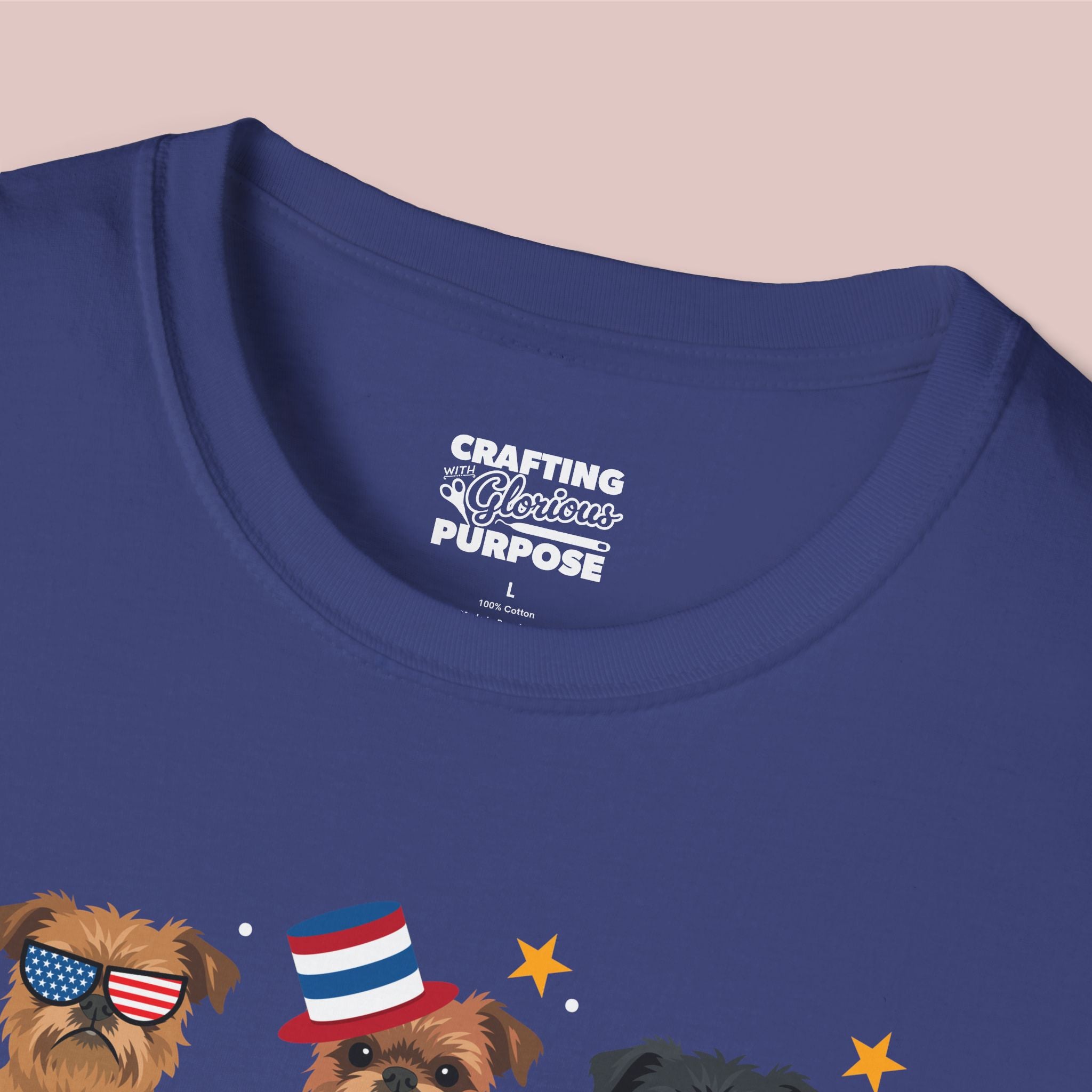 Brussels Griffon Patriotic Dog Trio T-Shirt — 'Red, White & Woof' Cute America Graphic Tee