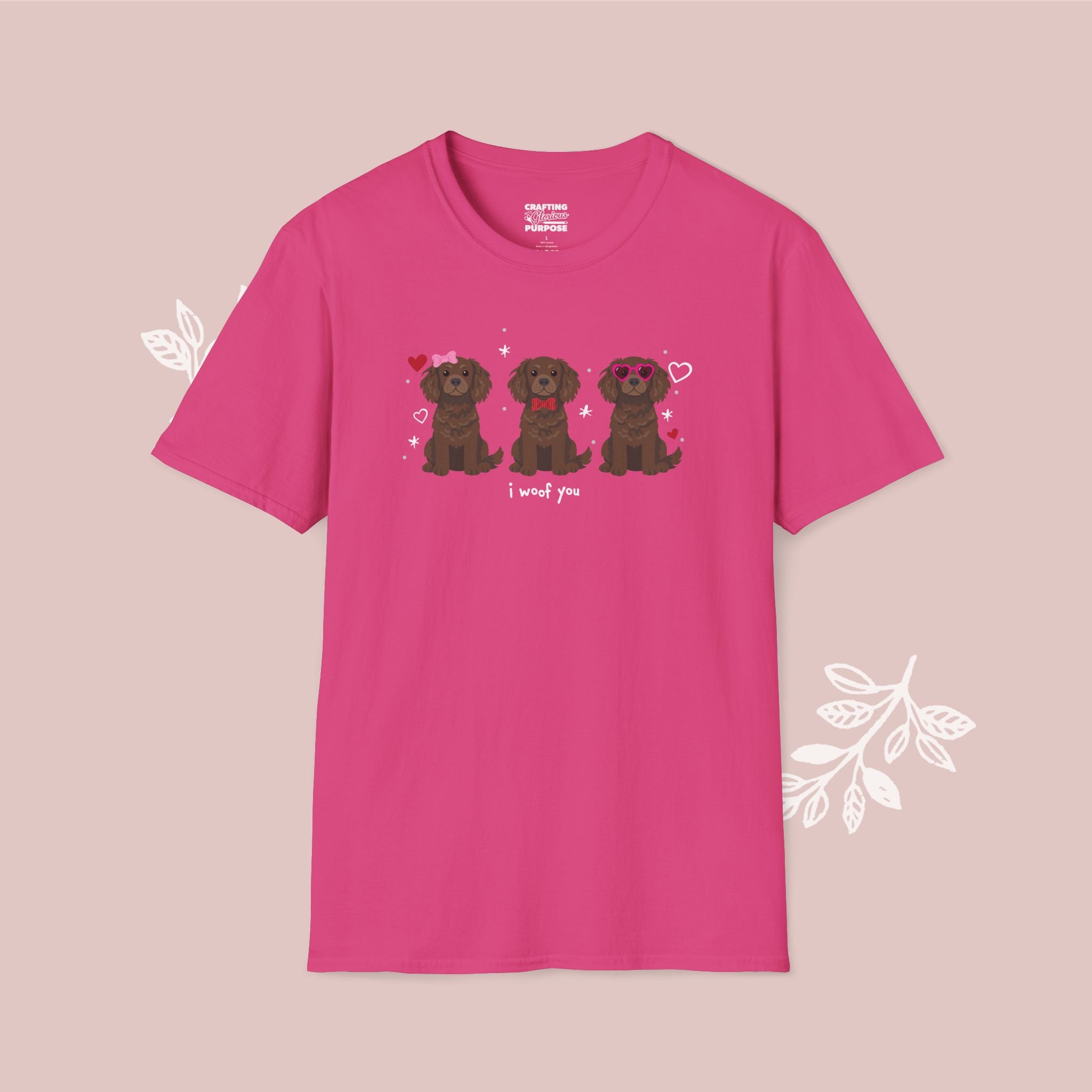 I Woof You Cute Boykin Spaniel Trio Dog Tee — Valentine's T-Shirt