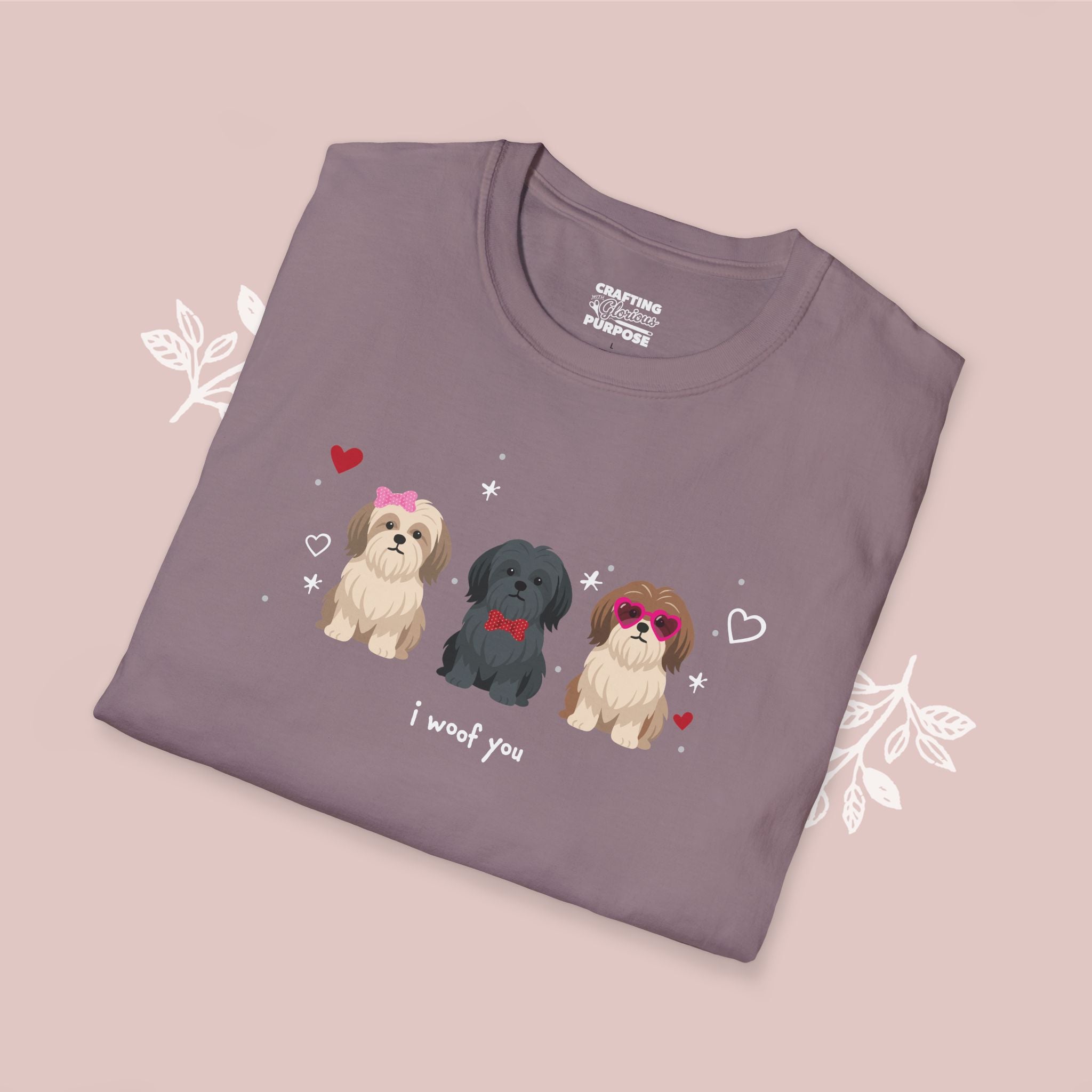 I Woof You Cute Lhasa Aspo Trio Dog Tee — Valentine's T-Shirt