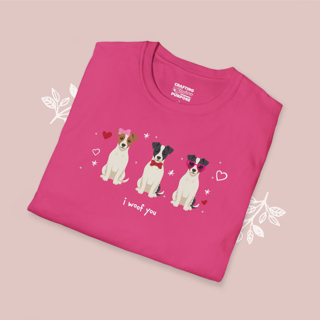 I Woof You Cute Jack Russell Terrier Trio Dog Tee — Valentine's T-Shirt