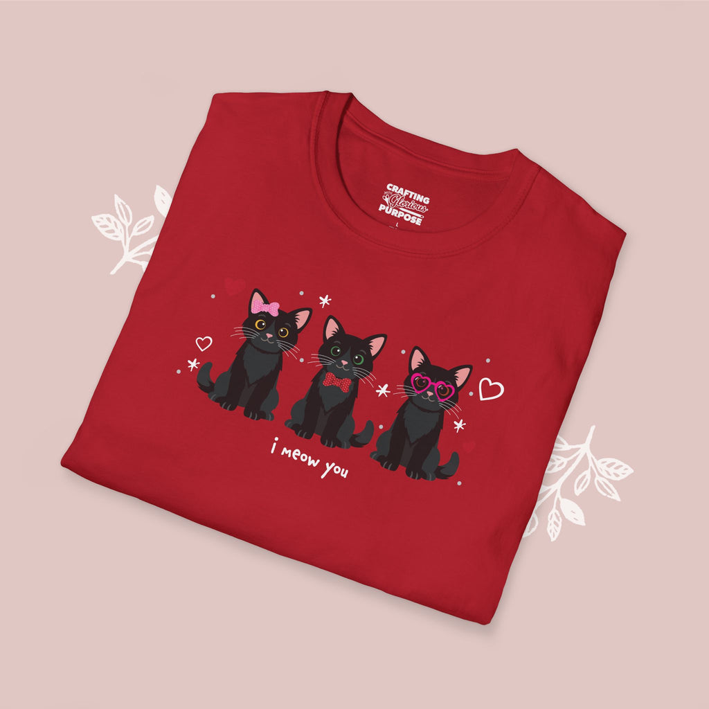 I Meow You Cute Black Short Haired Trio Cat Tee — Valentine's T-Shirt