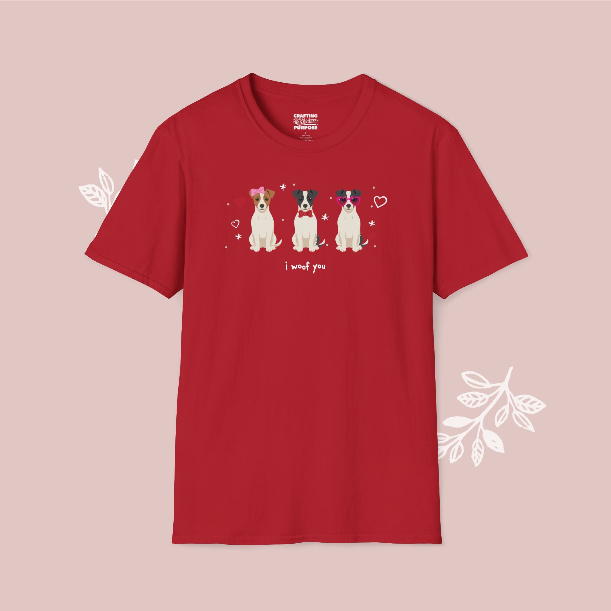 I Woof You Cute Jack Russell Terrier Trio Dog Tee — Valentine's T-Shirt
