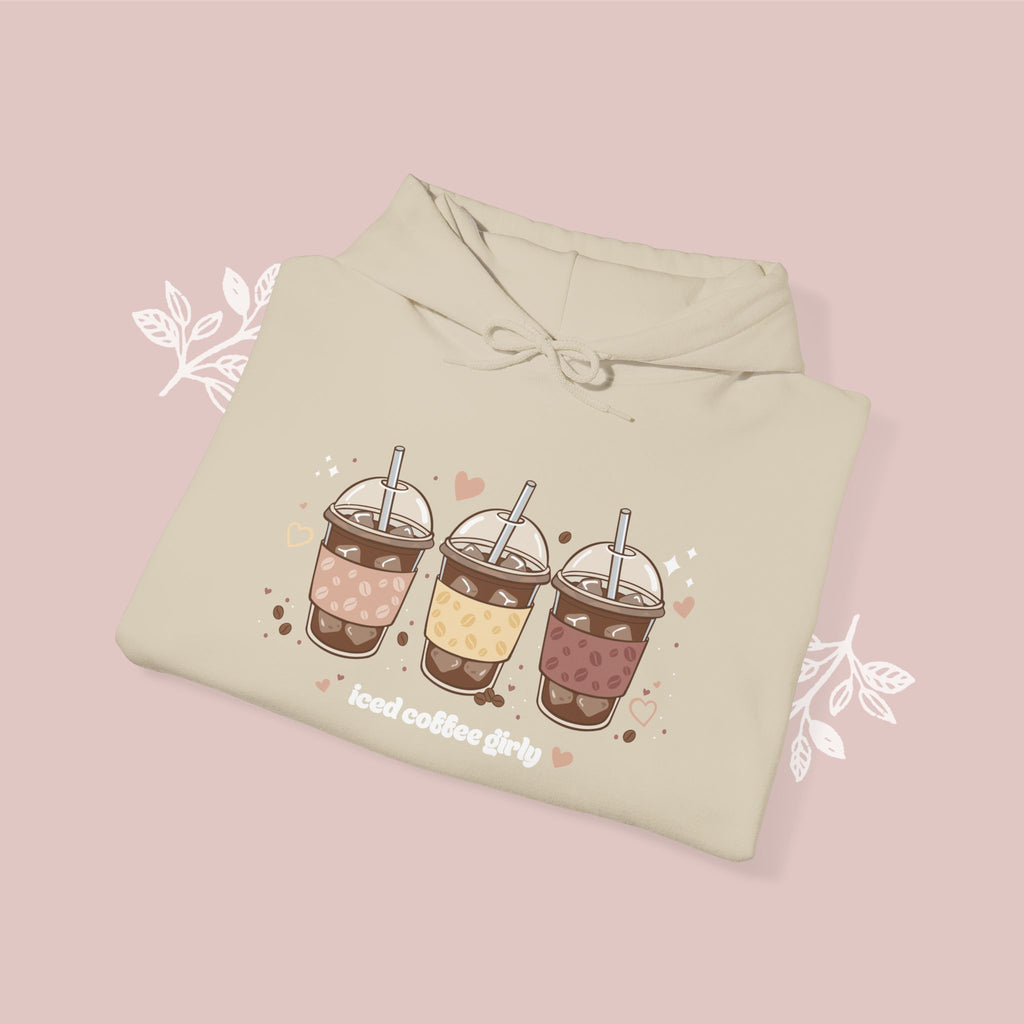 Iced Coffee Girly Unisex Heavy Blend Sweatshirt - Cute Coffee Gift for Her - Comfort Colors Style Pullover