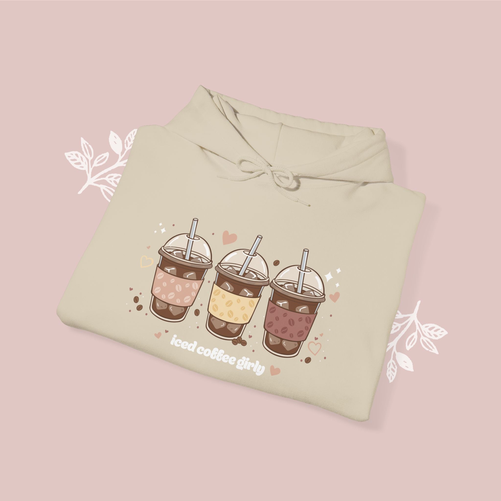 Iced Coffee Girly Unisex Heavy Blend Sweatshirt - Cute Coffee Gift for Her - Comfort Colors Style Pullover