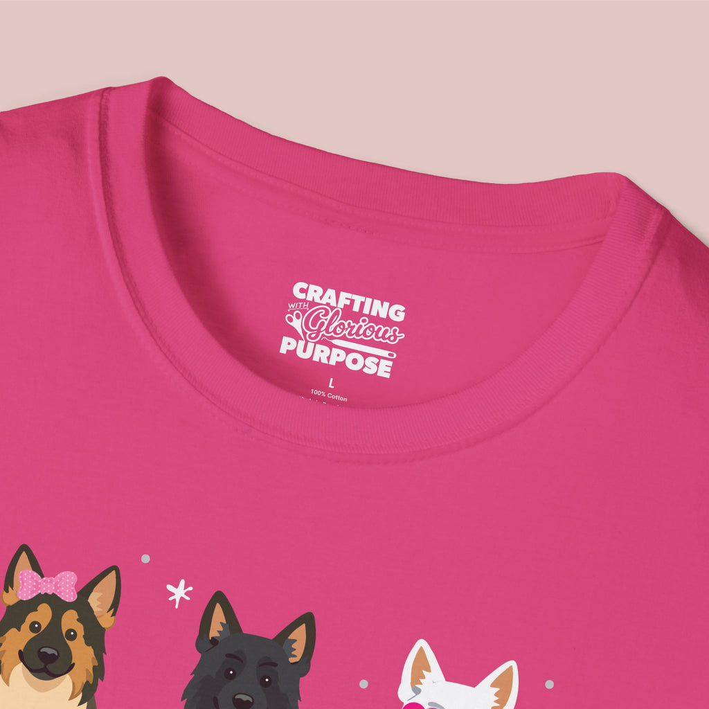 I Woof You Cute German Shepherd Trio Dog Tee — Valentine's T-Shirt
