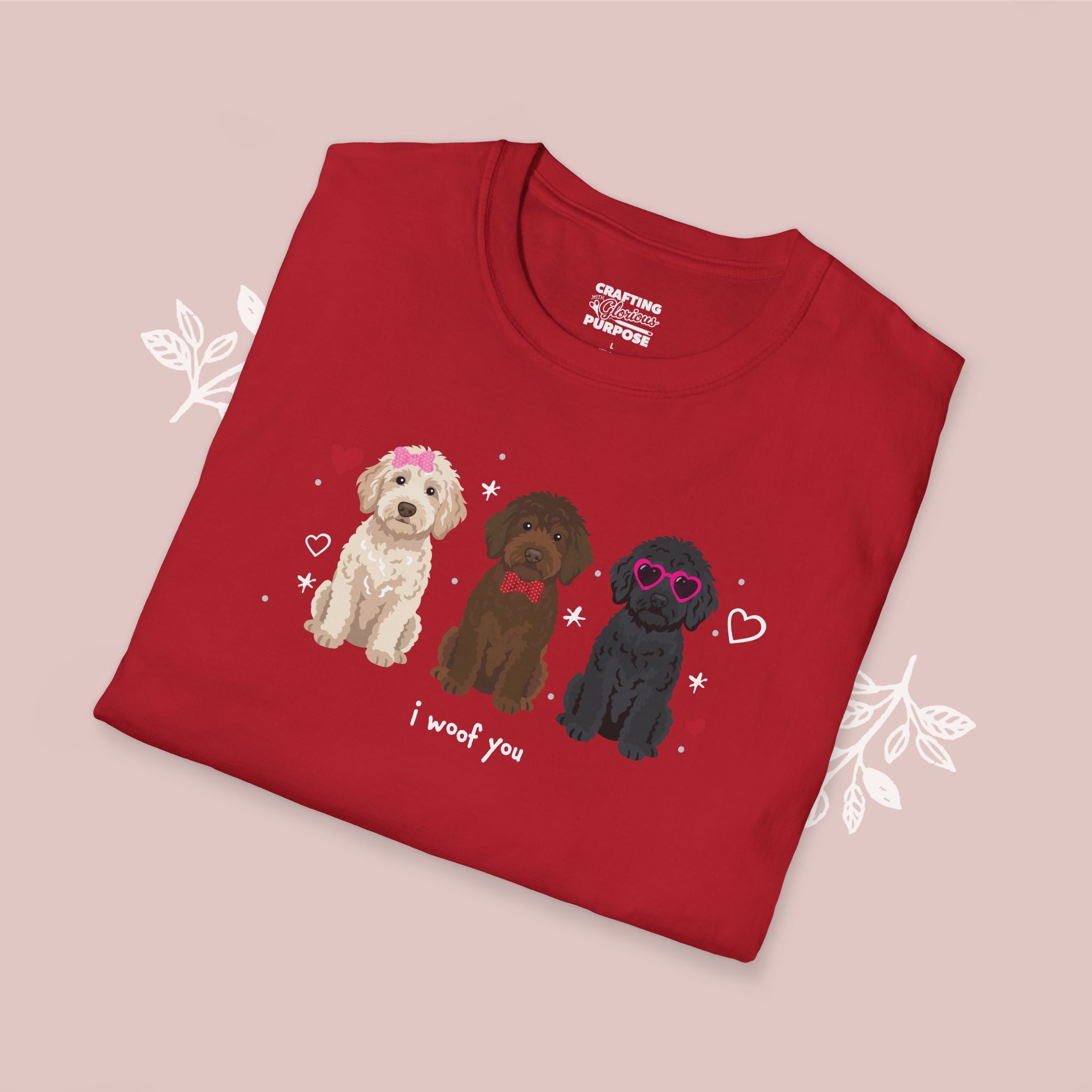 I Woof You Cute Labradoodle Trio Dog Tee — Valentine's T-Shirt