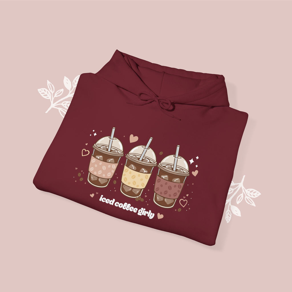 Iced Coffee Girly Unisex Heavy Blend Sweatshirt - Cute Coffee Gift for Her - Comfort Colors Style Pullover