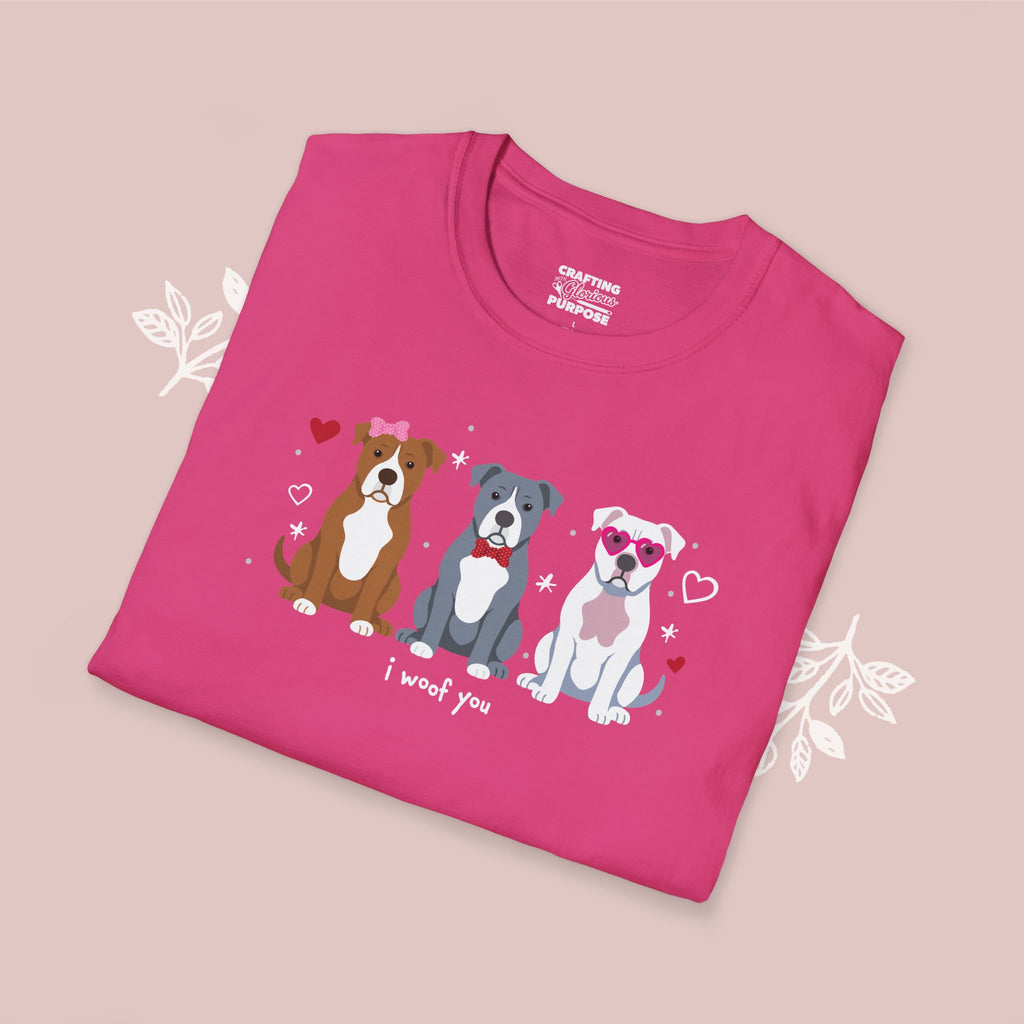 I Woof You Cute Pitbull Trio Dog Tee — Valentine's T-Shirt