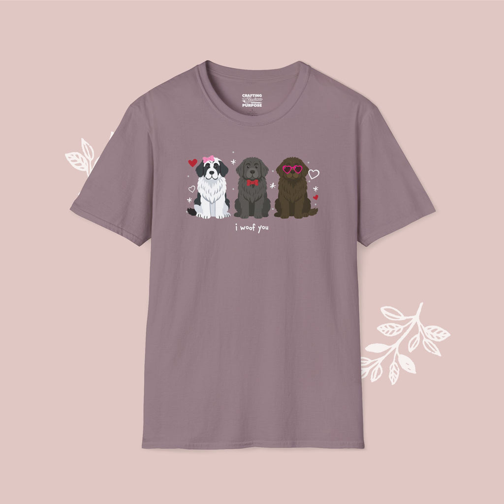 I Woof You Cute Newfoundland Trio Dog Tee — Valentine's T-Shirt