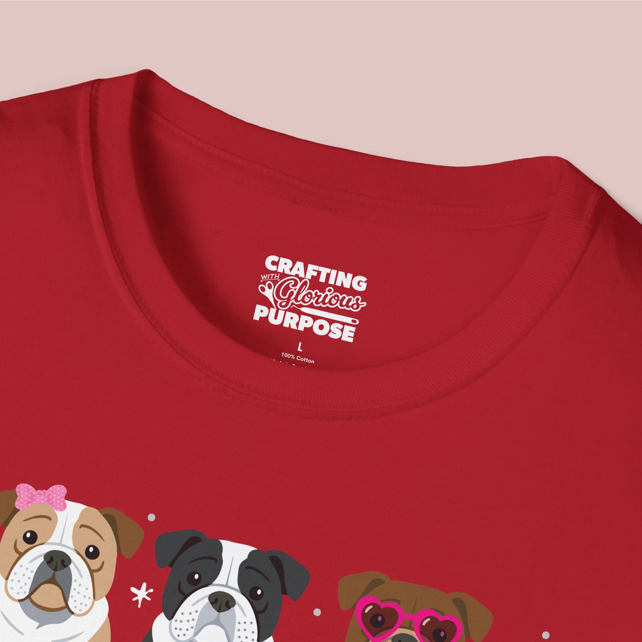 I Woof You Cute English Bulldog Trio Dog Tee — Valentine's T-Shirt