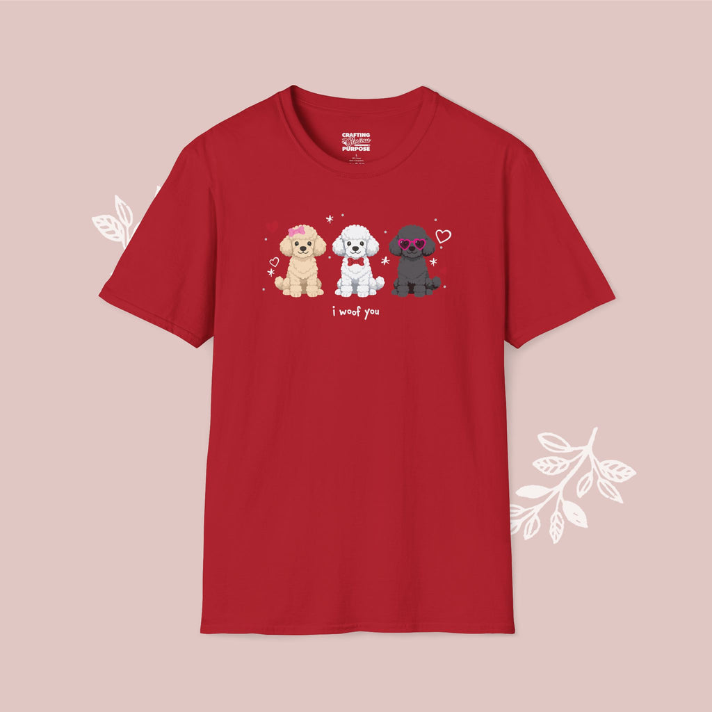 I Woof You Cute Poodle Trio Dog Tee — Valentine's T-Shirt