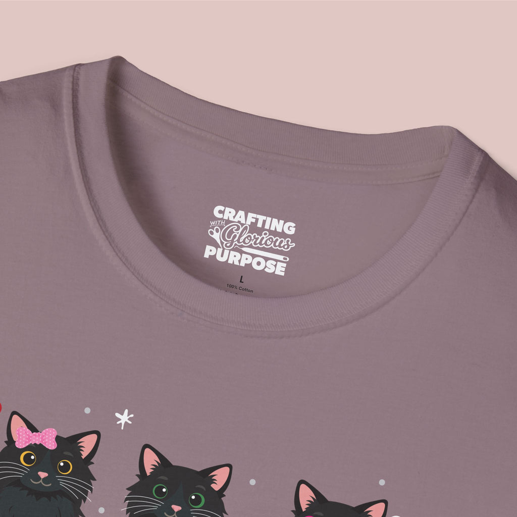I Meow You Cute Black Long Haired Trio Cat Tee — Valentine's T-Shirt