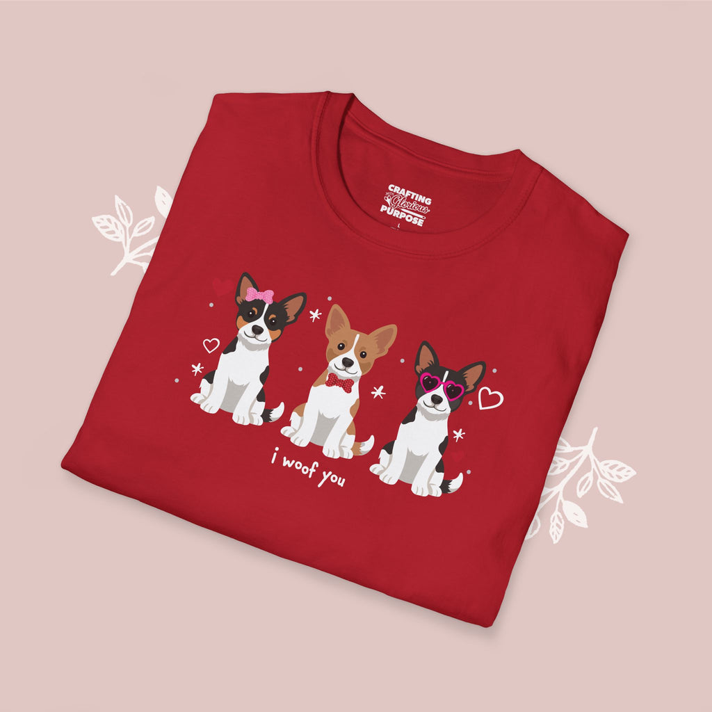 I Woof You Cute Rat Terrier Trio Dog Tee — Valentine's T-Shirt