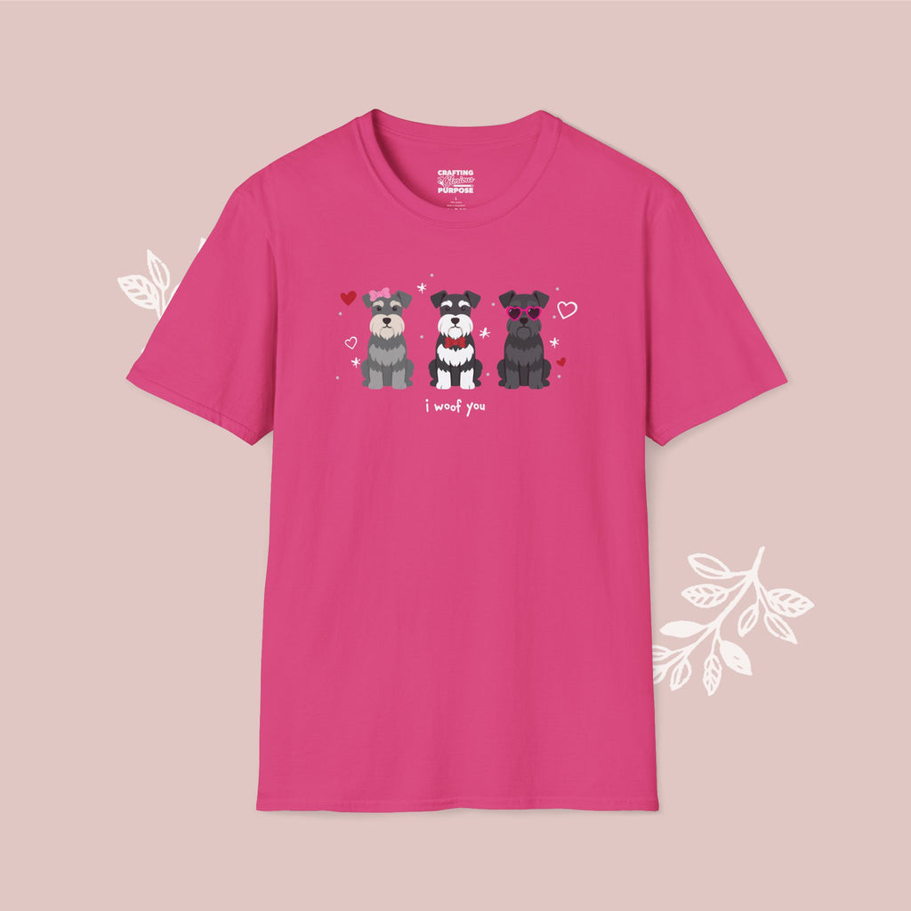 I Woof You Cute Schnauzer Trio Dog Tee — Valentine's T-Shirt
