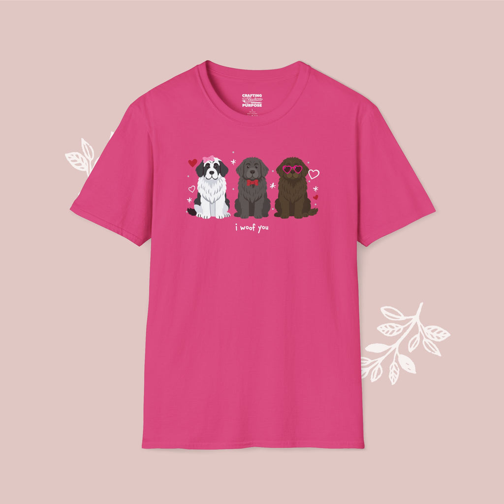 I Woof You Cute Newfoundland Trio Dog Tee — Valentine's T-Shirt