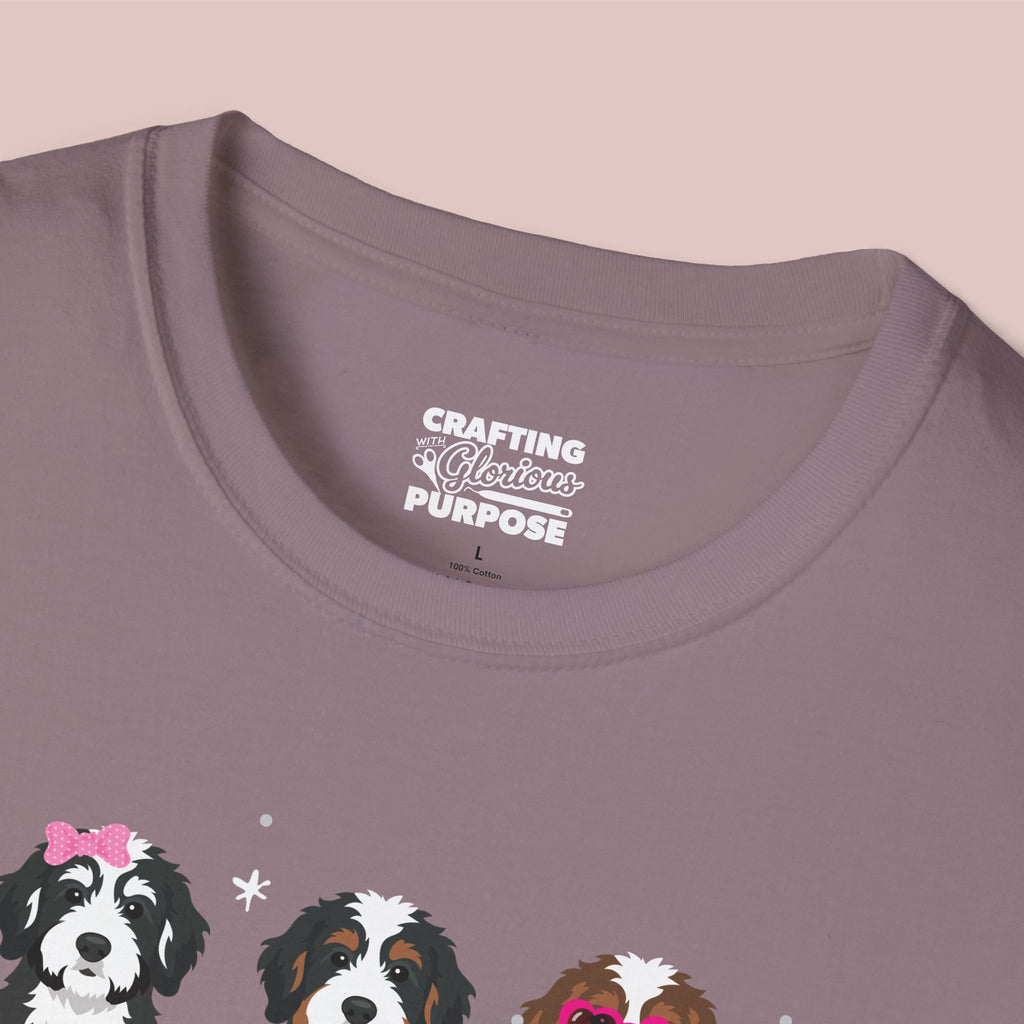 I Woof You Cute Bernedoodle Trio Dog Tee — Valentine's T-Shirt
