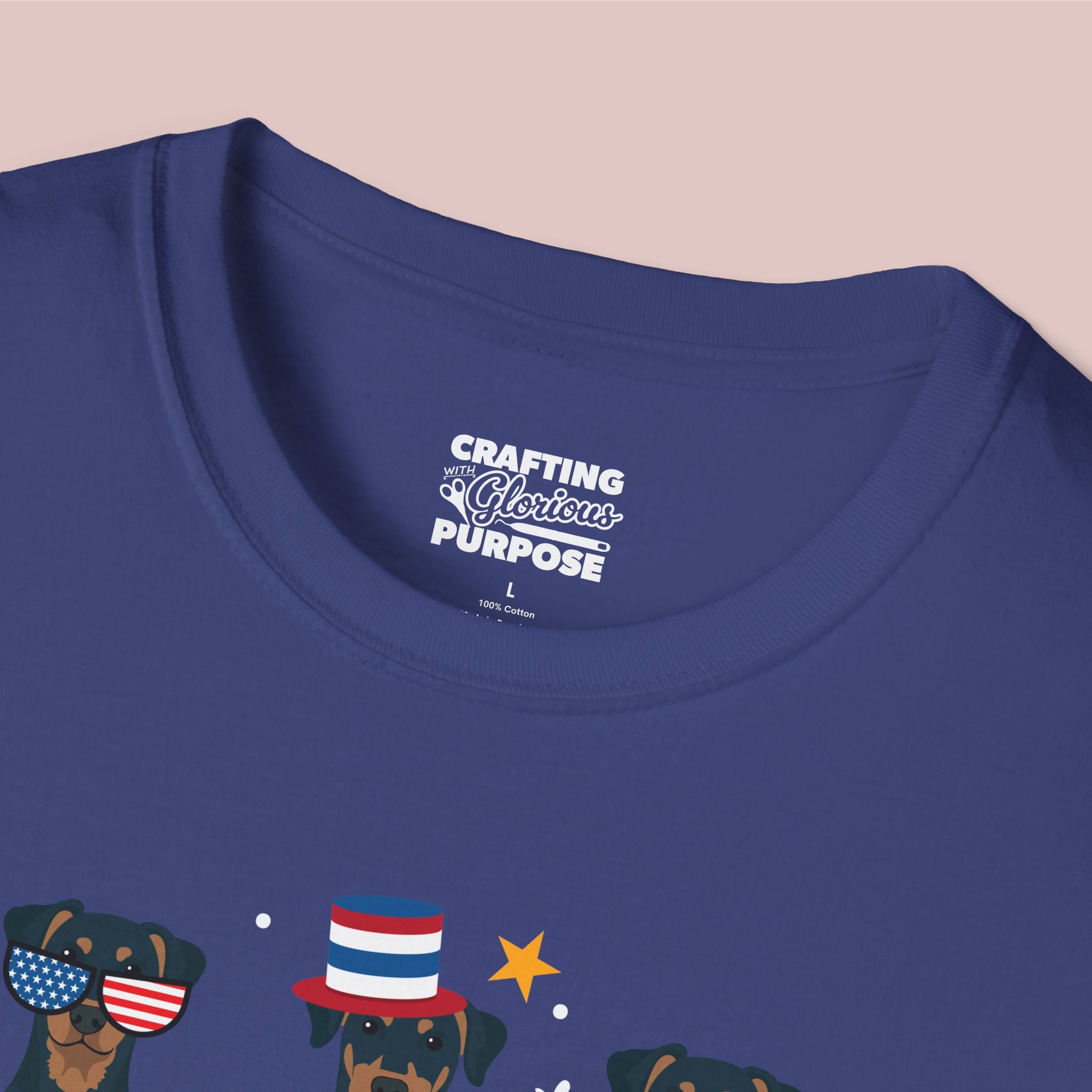 Beauceron Patriotic Dog Trio T-Shirt — 'Red, White & Woof' Cute America Graphic Tee