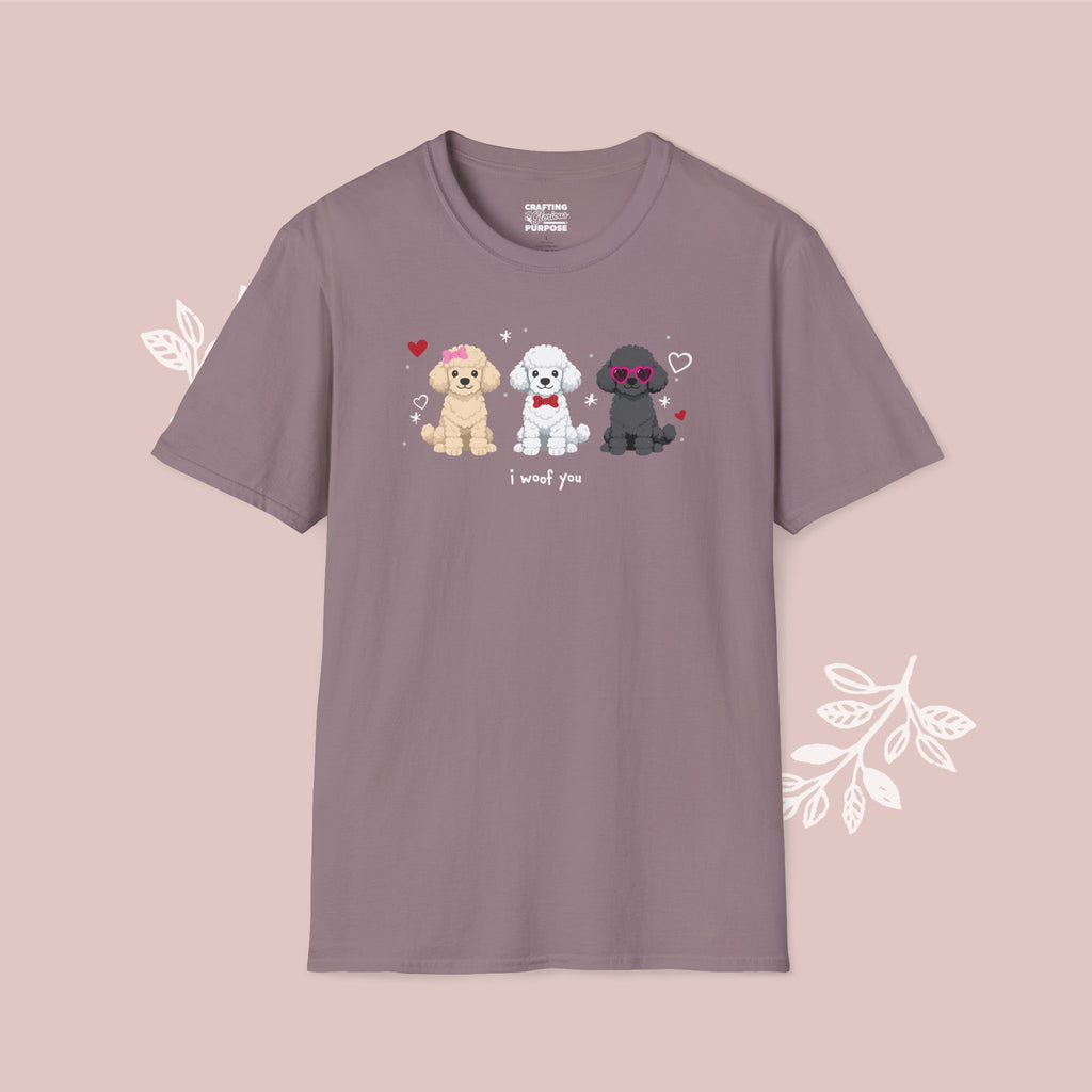 I Woof You Cute Poodle Trio Dog Tee — Valentine's T-Shirt