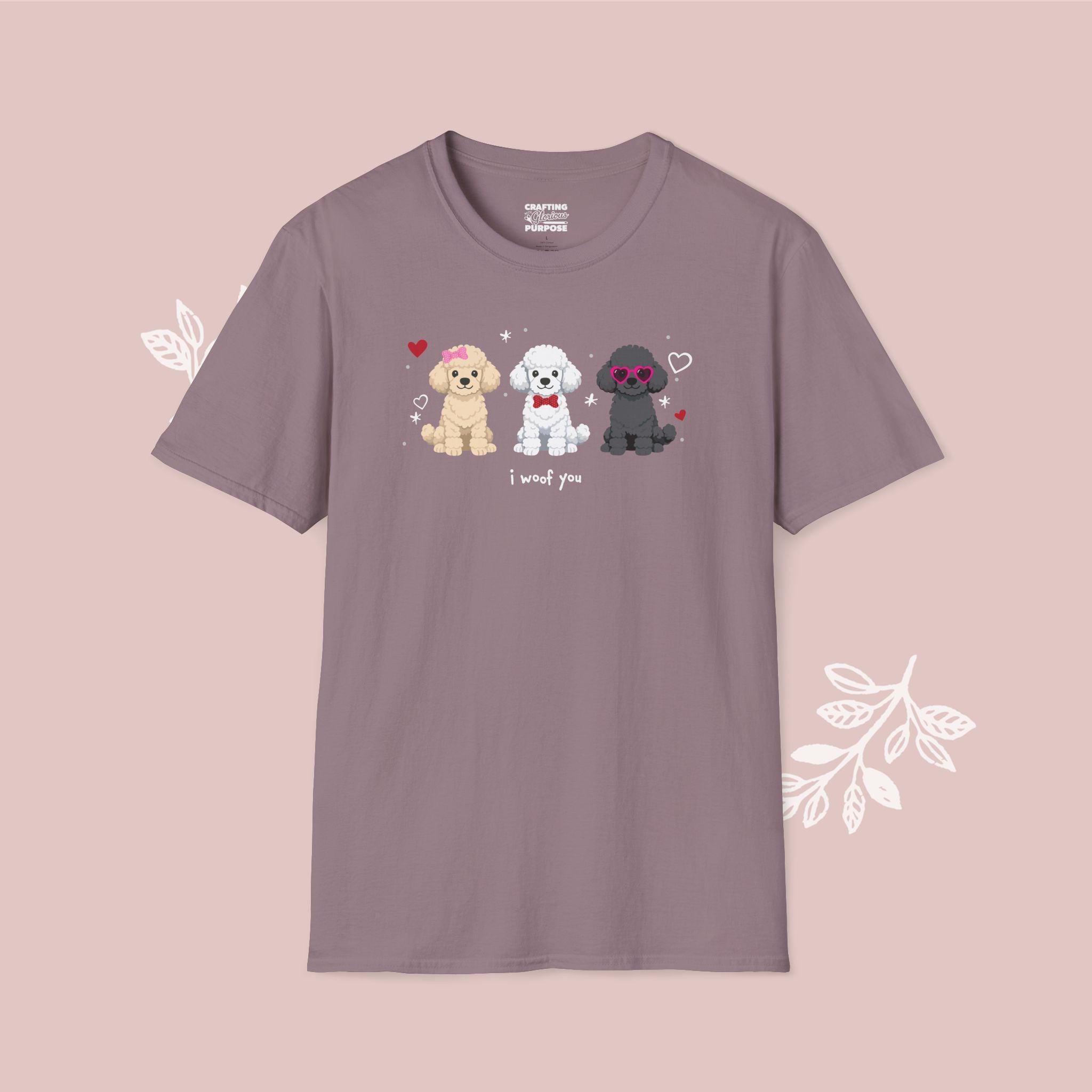I Woof You Cute Poodle Trio Dog Tee — Valentine's T-Shirt
