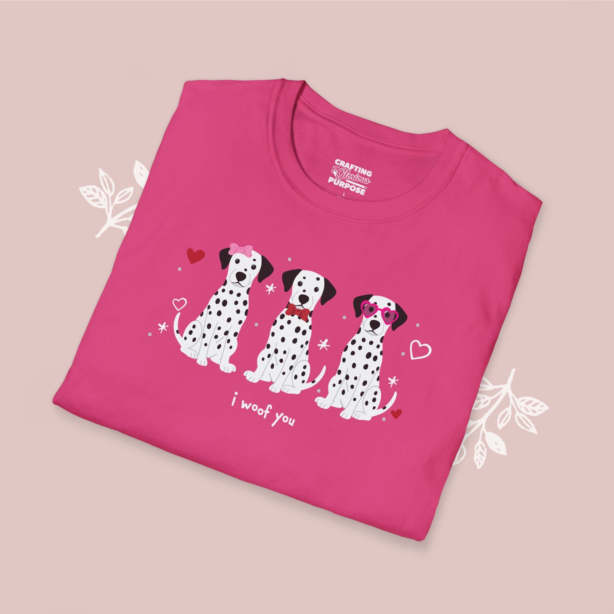 I Woof You Cute Dalmatian Trio Dog Tee — Valentine's T-Shirt