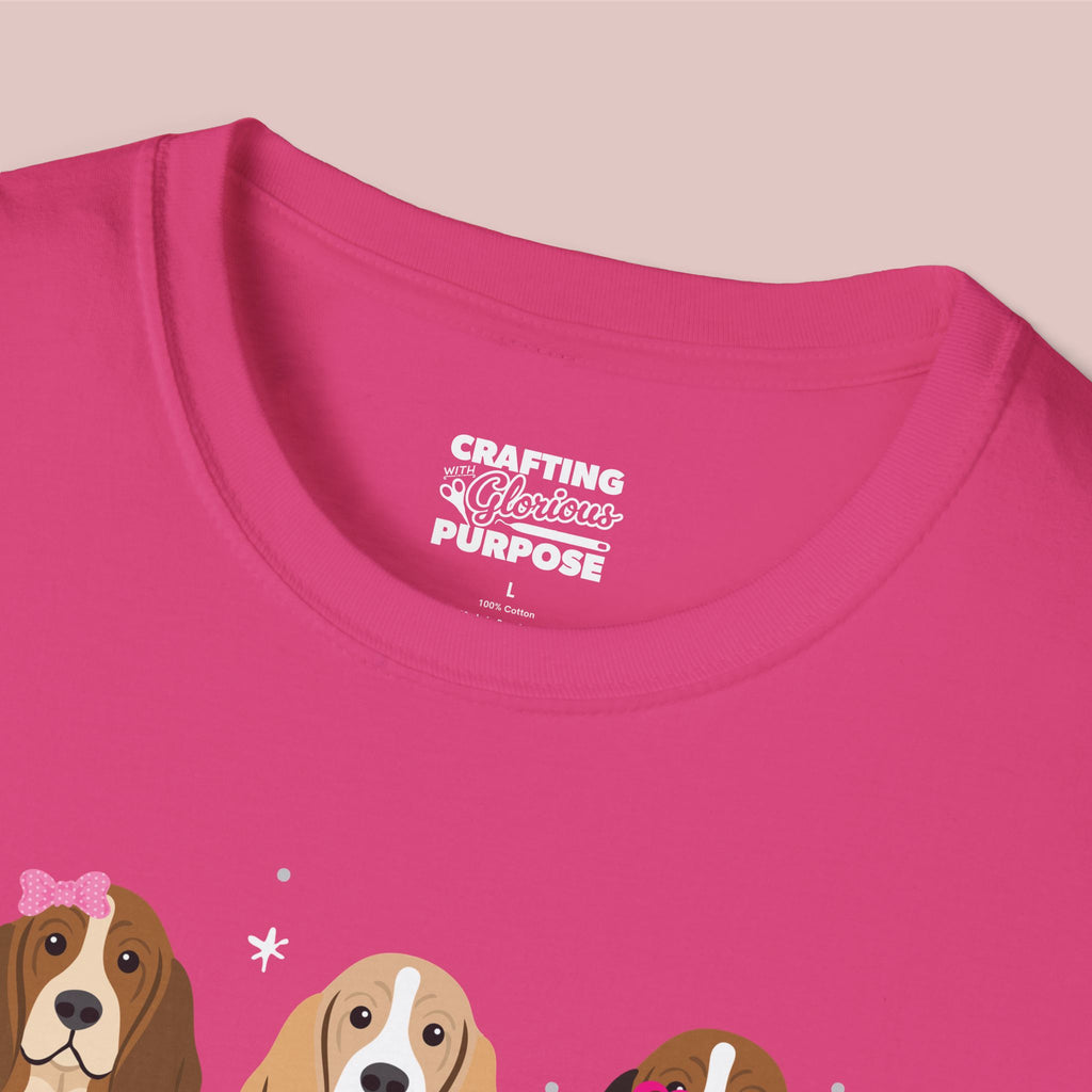 I Woof You Cute Basset Hound Trio Dog Tee — Valentine's T-Shirt