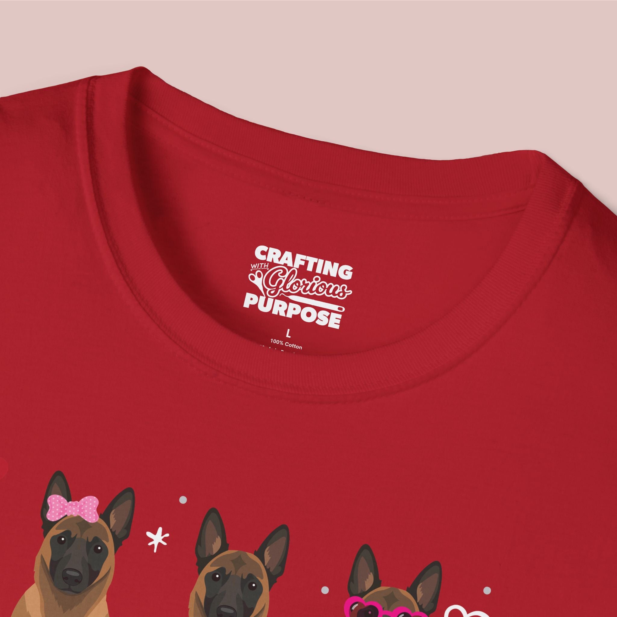 I Woof You Cute Belgian Malinois Trio Dog Tee — Valentine's T-Shirt