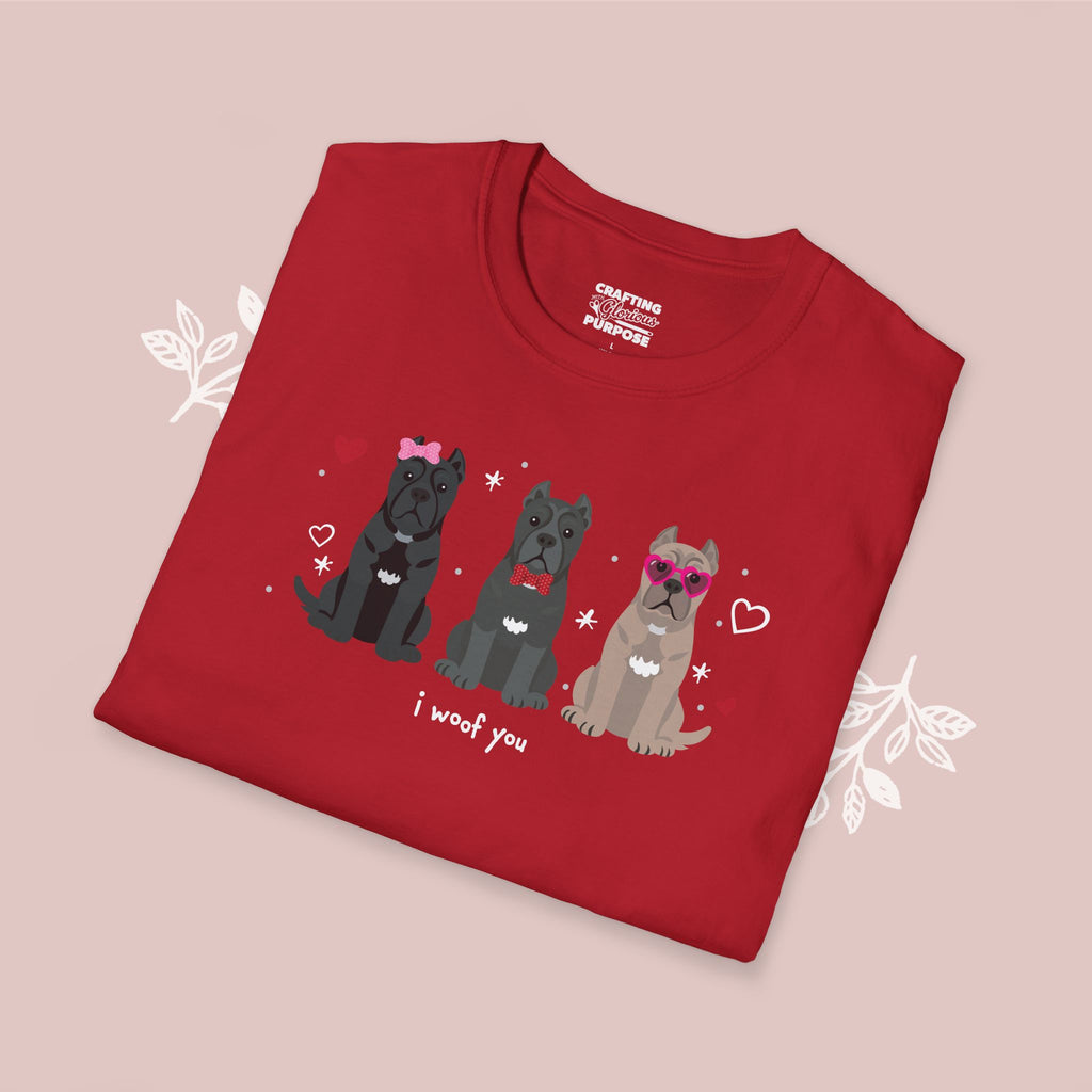 I Woof You Cute Cane Corso Trio Dog Tee — Valentine's T-Shirt