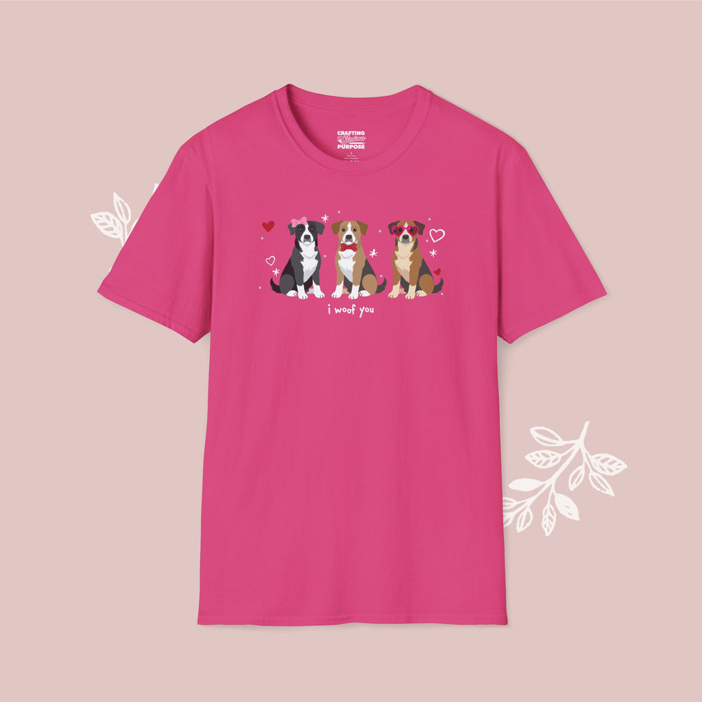 I Woof You Cute Mountain Cur Trio Dog Tee — Valentine's T-Shirt