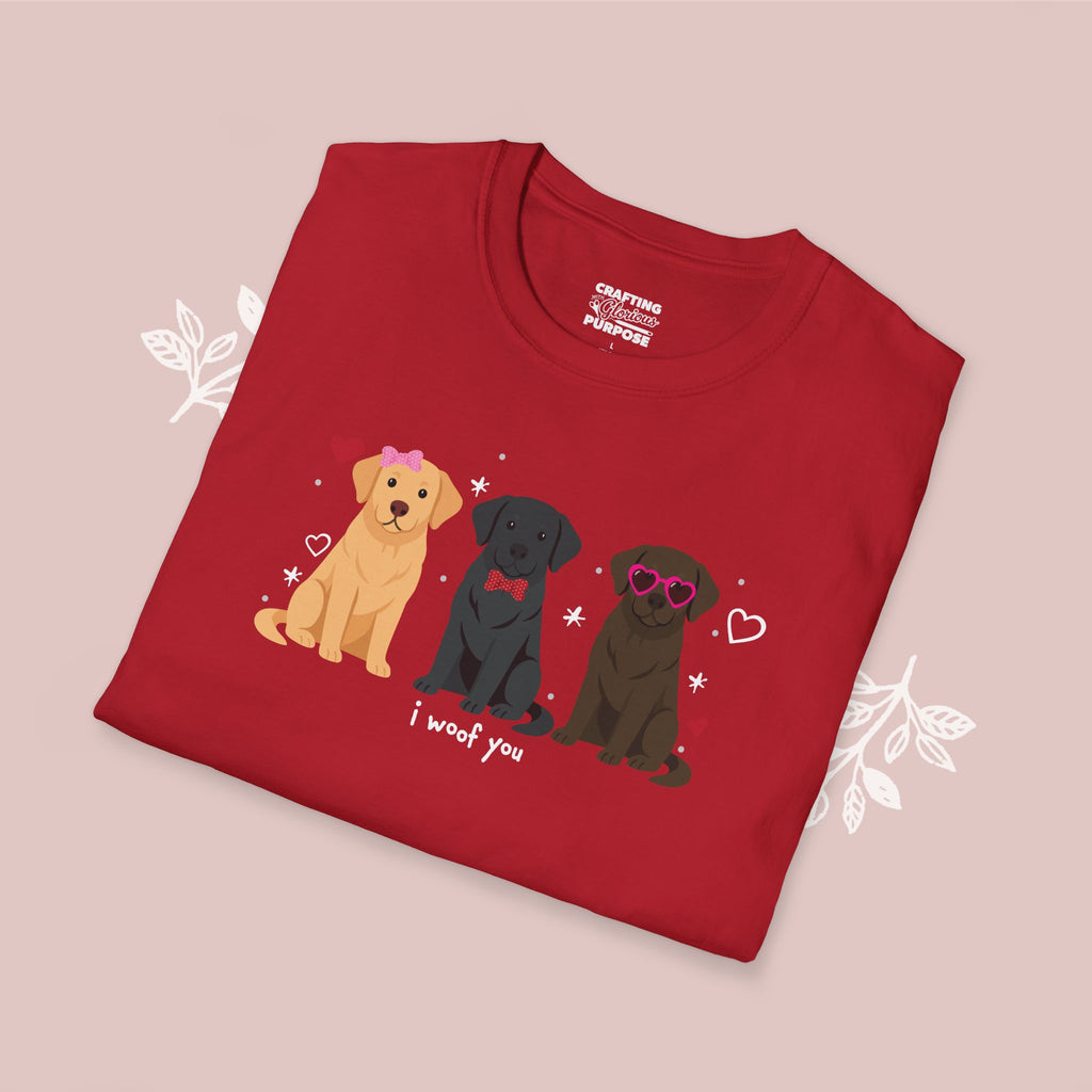 I Woof You Cute Labrador Retriever Trio Dog Tee — Valentine's T-Shirt