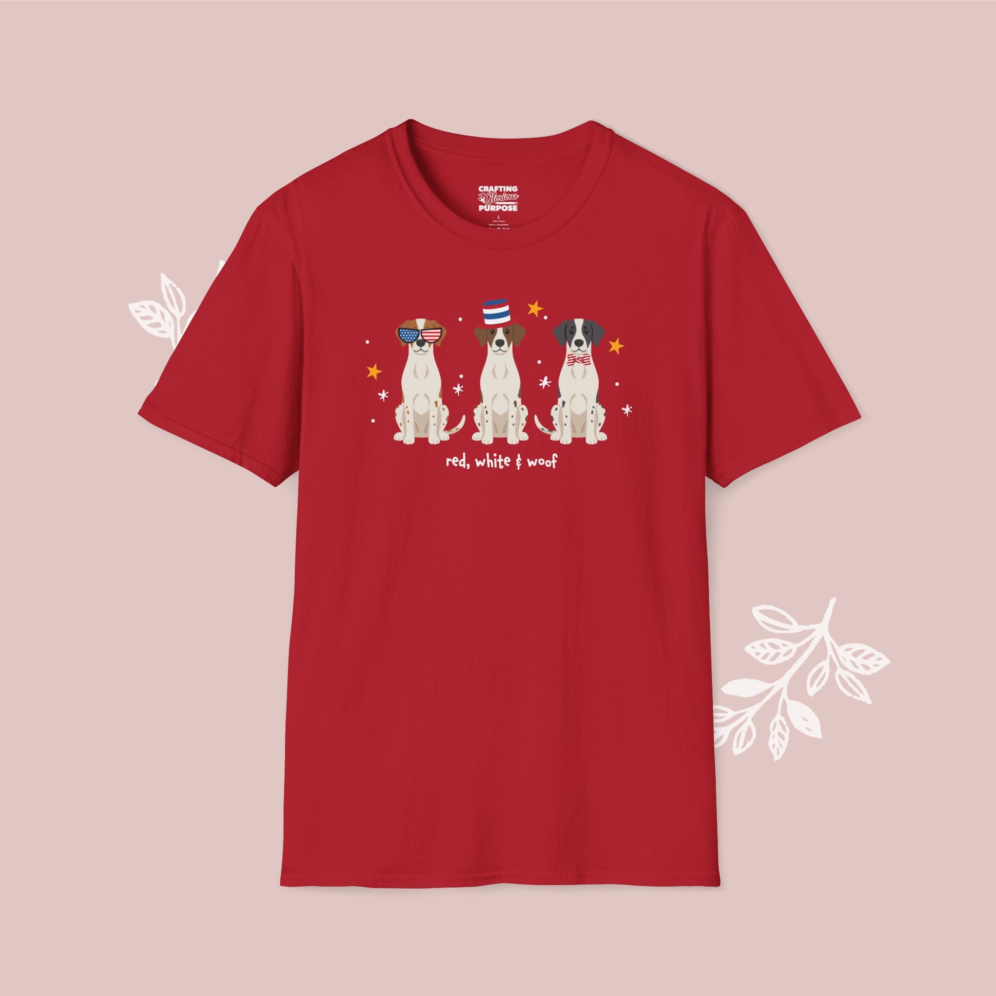 Brittany Spaniel Patriotic Dog Trio T-Shirt — 'Red, White & Woof' Cute America Graphic Tee