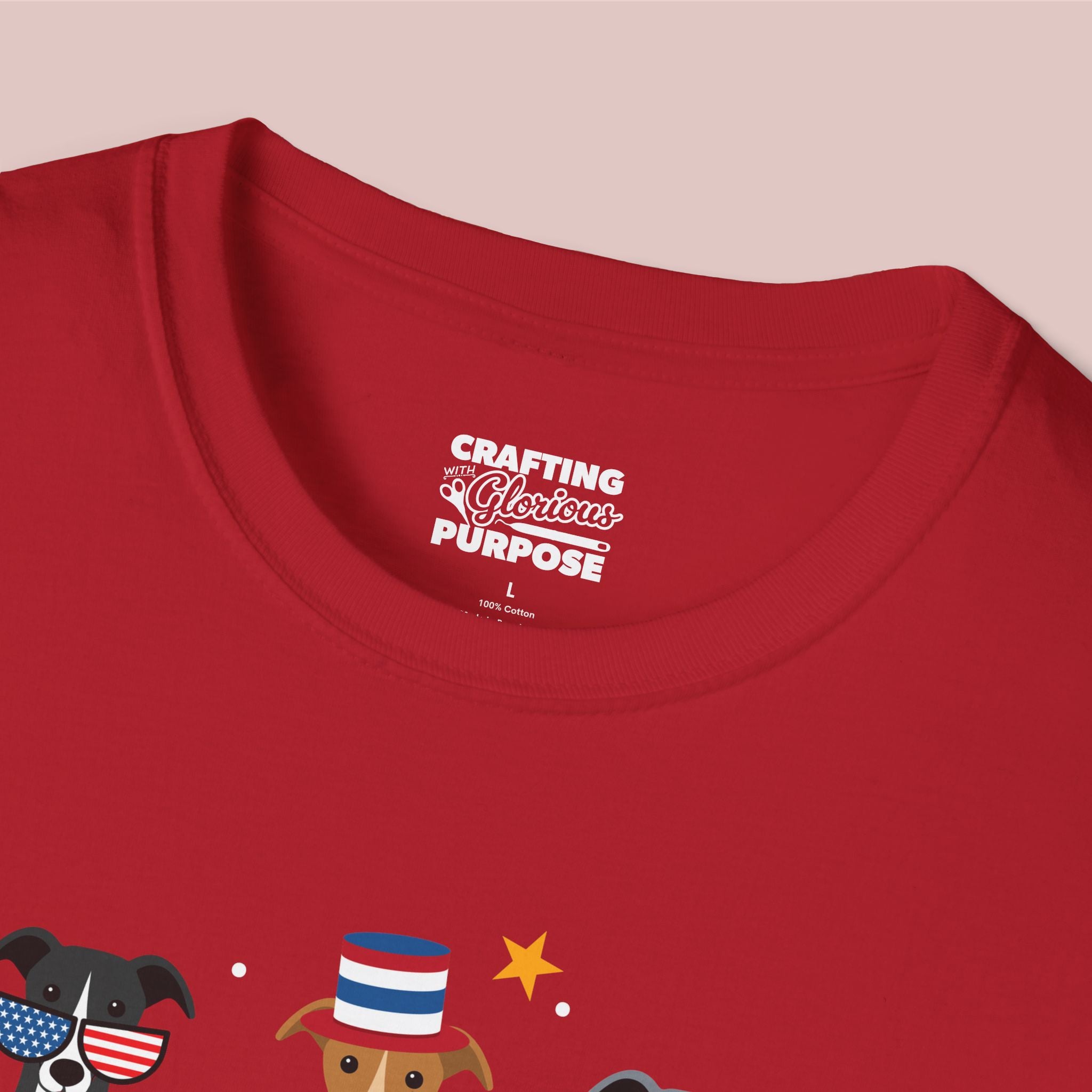 Greyhound Patriotic Dog Trio T-Shirt — 'Red, White & Woof' Cute America Graphic Tee